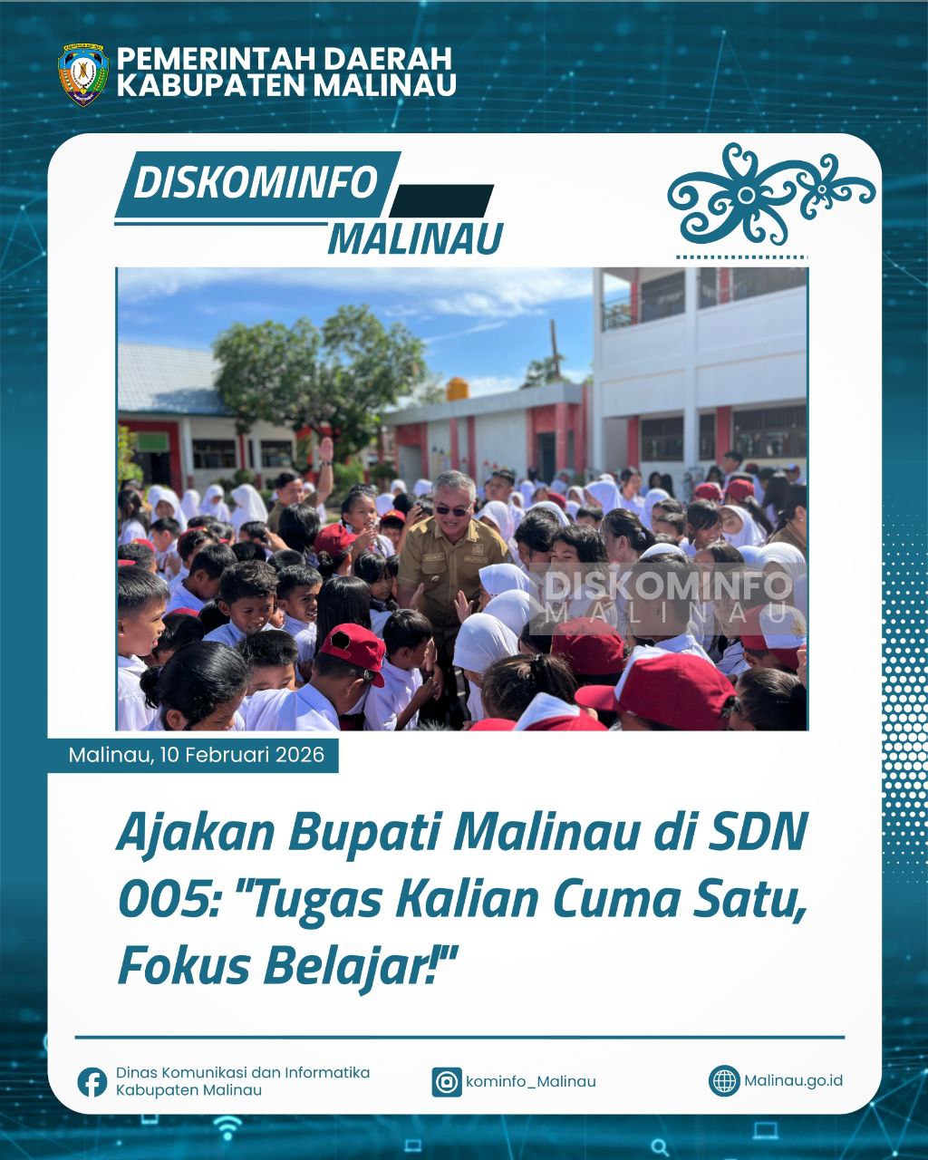 Ajakan Bupati Malinau di SDN 005: “Tugas Kalian Cuma Satu, Fokus Belajar!”