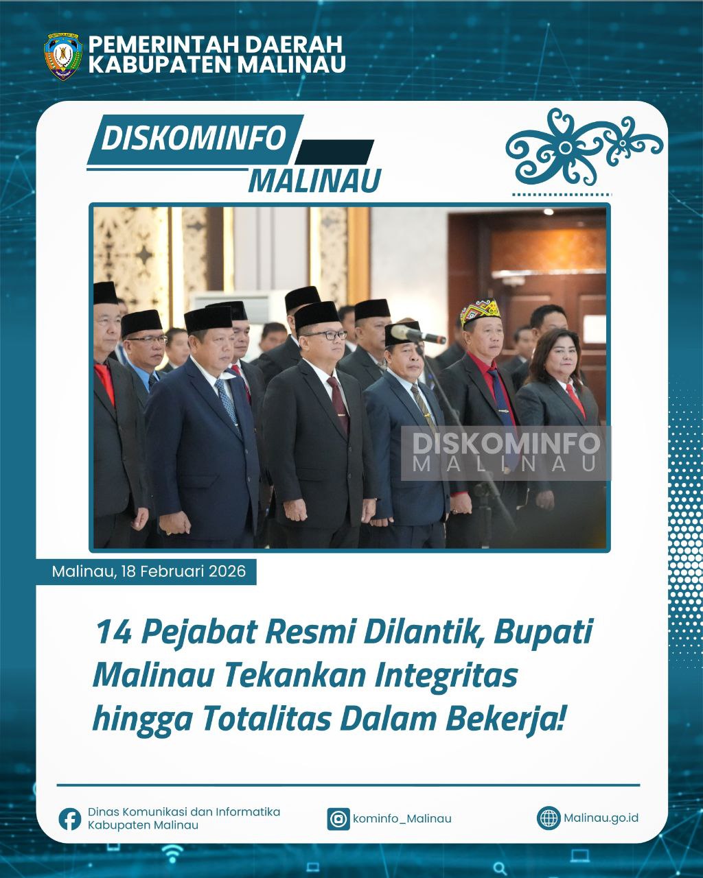 14 Pejabat Resmi Dilantik, Bupati Malinau Tekankan Integritas hingga Totalitas Dalam Bekerja!