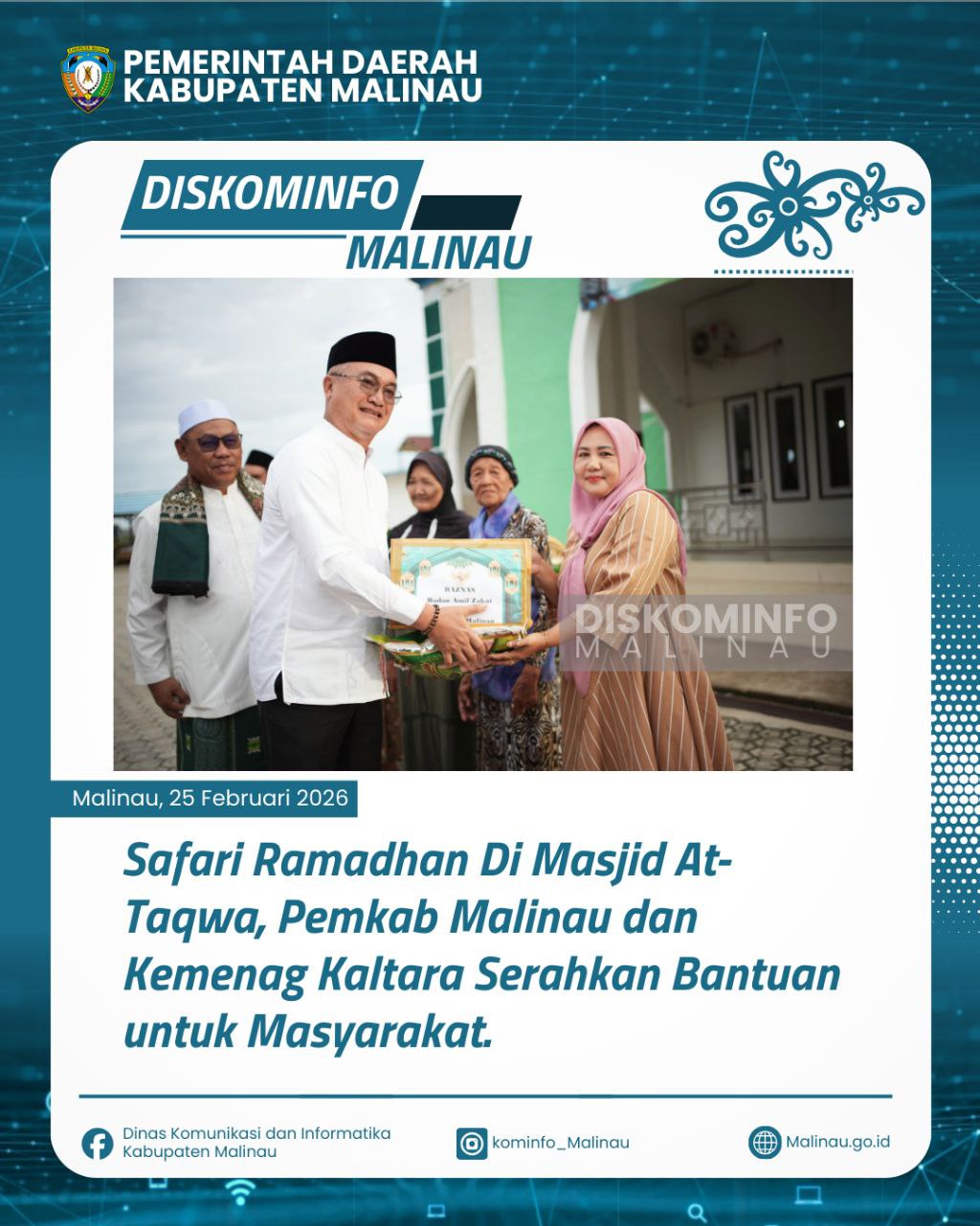 Safari Ramadhan Di Masjid At-Taqwa, Pemkab Malinau dan Kemenag Kaltara Serahkan Bantuan untuk Masyarakat