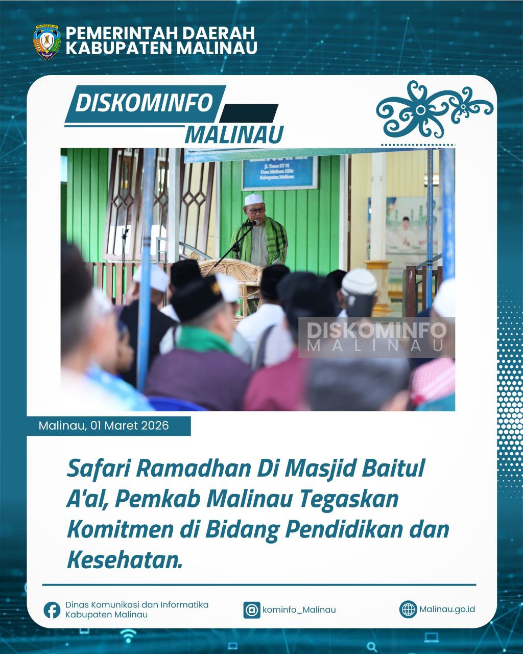 Safari Ramadhan Di Masjid Baitul A'al, Pemkab Malinau Tegaskan Komitmen di Bidang Pendidikan dan Kesehatan
