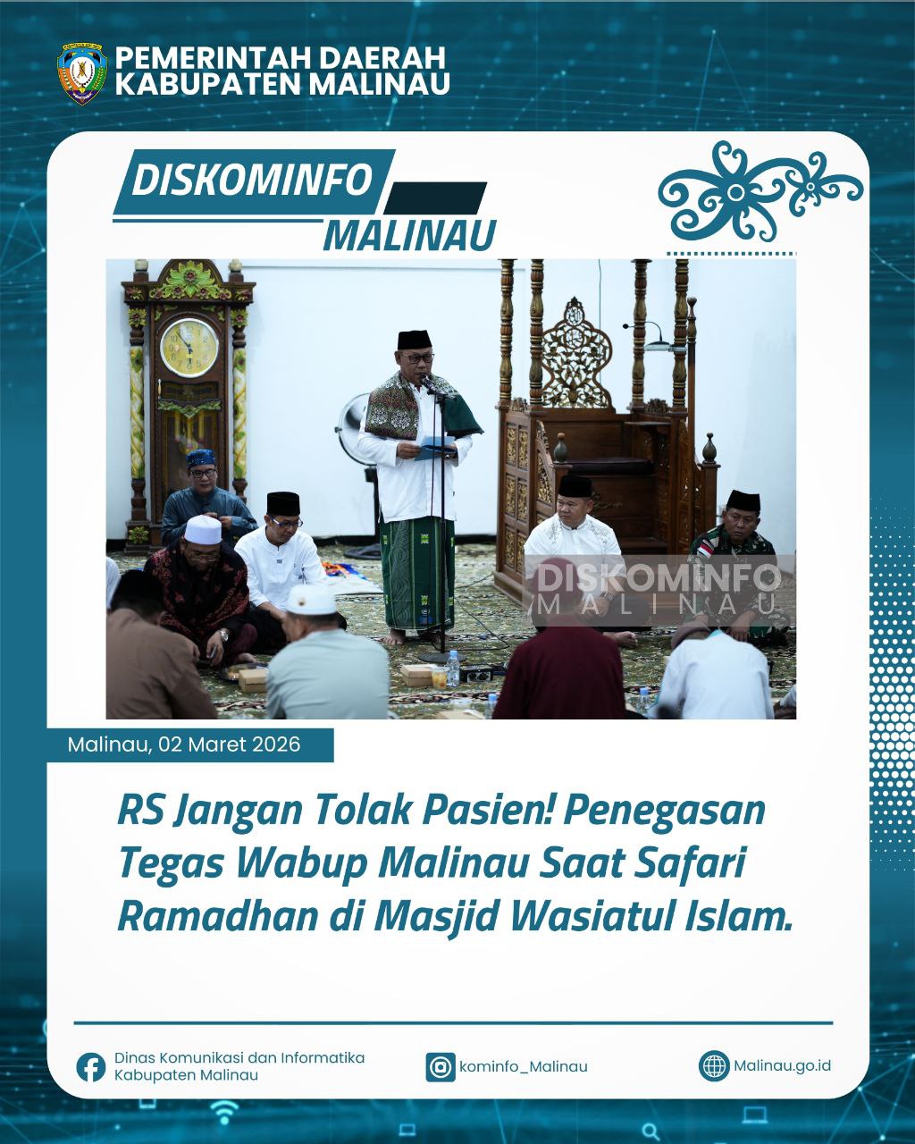 RS Jangan Tolak Pasien! Penegasan Tegas Wabup Malinau Saat Safari Ramadhan di Masjid Wasiatul Islam