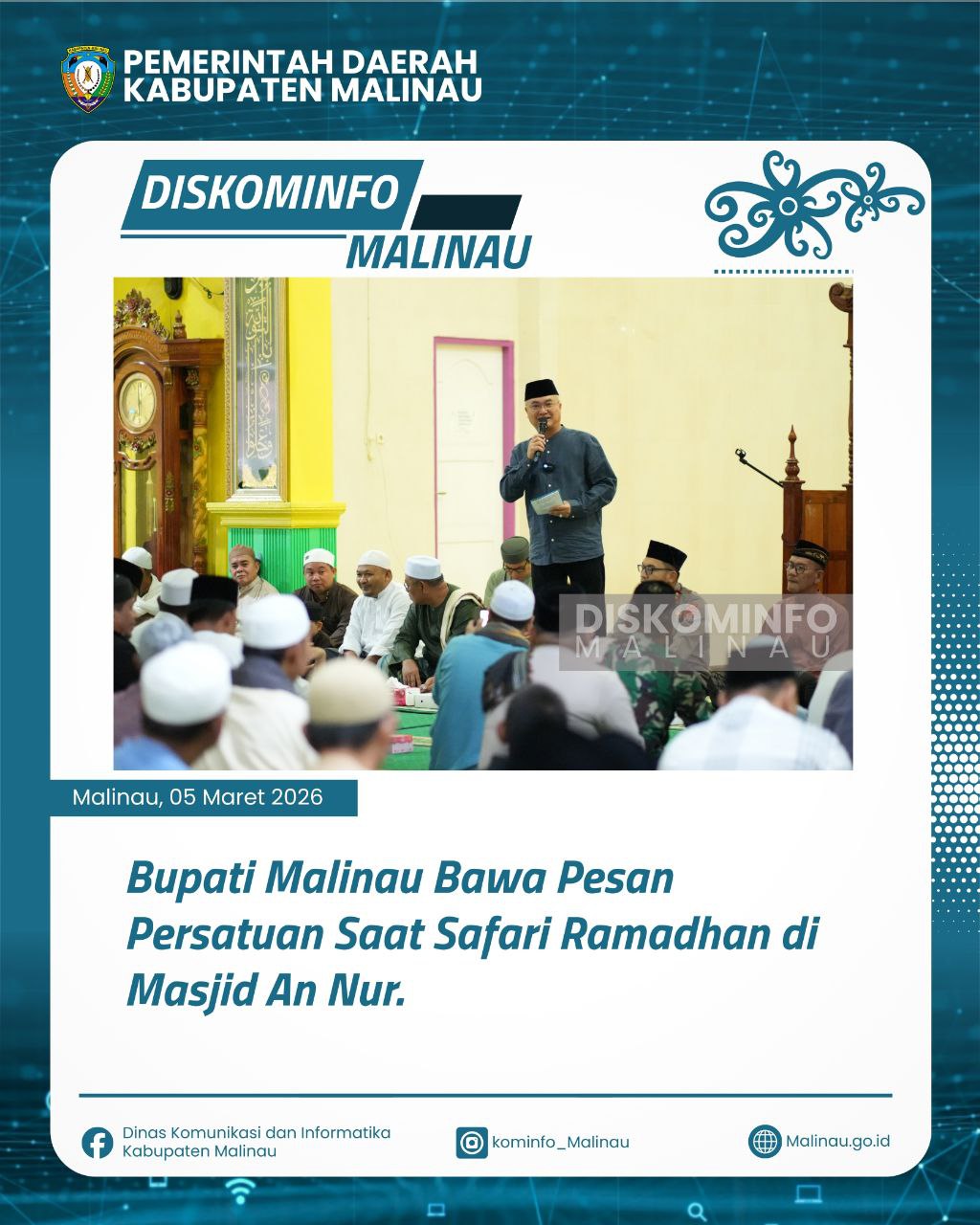 Bupati Malinau Bawa Pesan Persatuan Saat Safari Ramadhan di Masjid An Nur