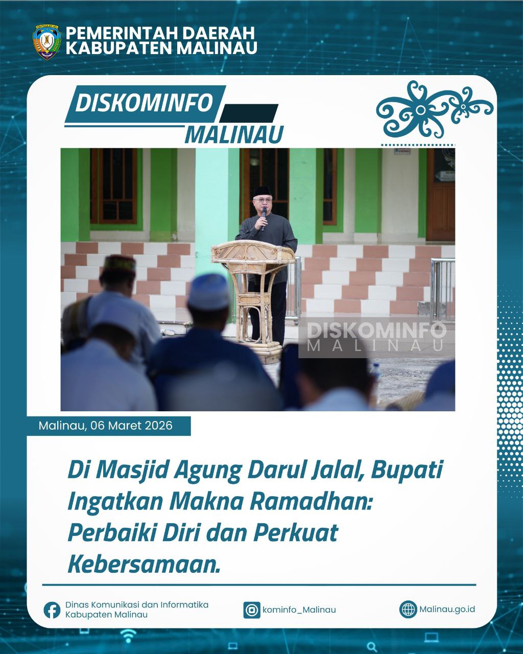 Di Masjid Agung Darul Jalal, Bupati Ingatkan Makna Ramadhan: Perbaiki Diri dan Perkuat Kebersamaan