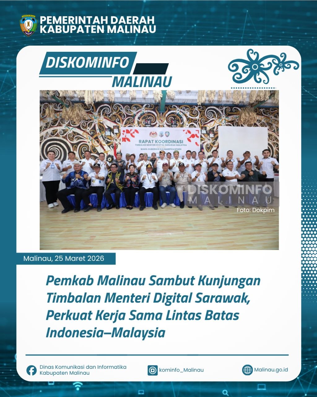 Pemkab Malinau Sambut Kunjungan Timbalan Menteri Digital Sarawak, Perkuat Kerja Sama Lintas Batas Indonesia–Malaysia
