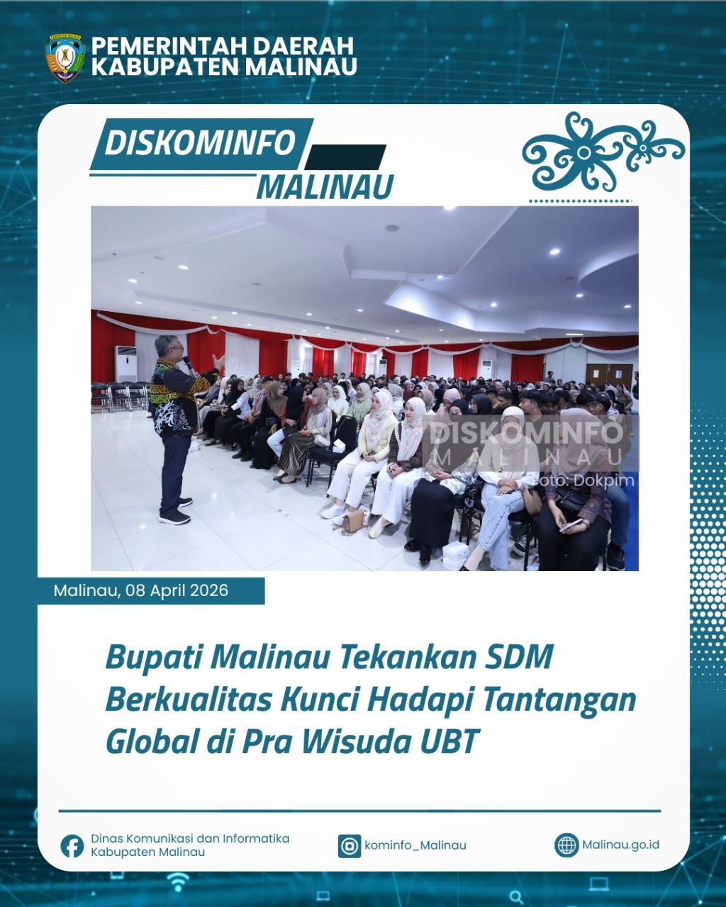 Bupati Malinau Tekankan SDM Berkualitas Kunci Hadapi Tantangan Global di Pra Wisuda UBT