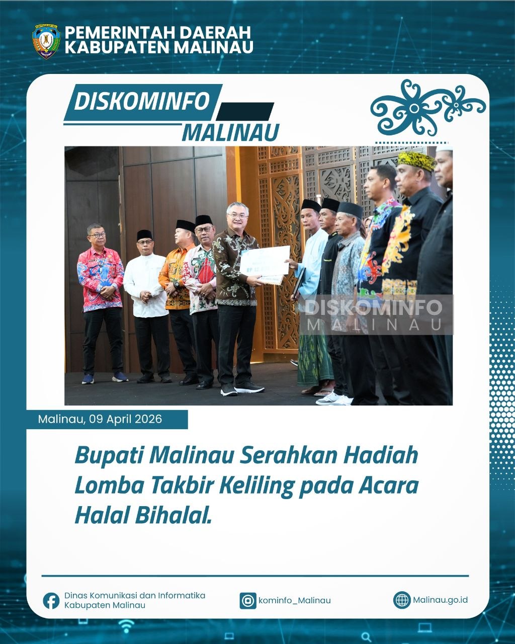 Bupati Malinau Serahkan Hadiah Lomba Takbir Keliling pada Acara Halal Bihalal