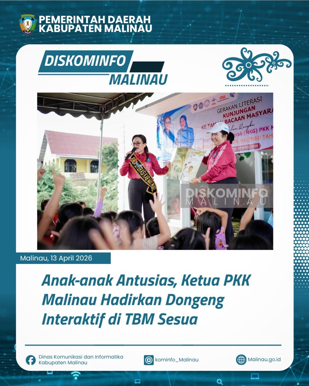 Anak-Anak Antusias, Ketua PKK Malinau Hadirkan Dongeng Interaktif di TBM Sesua