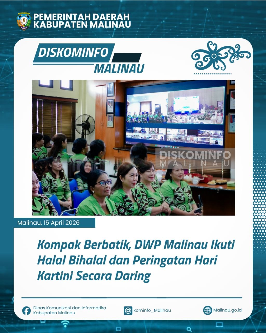 Kompak Berbatik, DWP Malinau Ikuti Halal Bihalal dan Peringatan Hari Kartini Secara Daring
