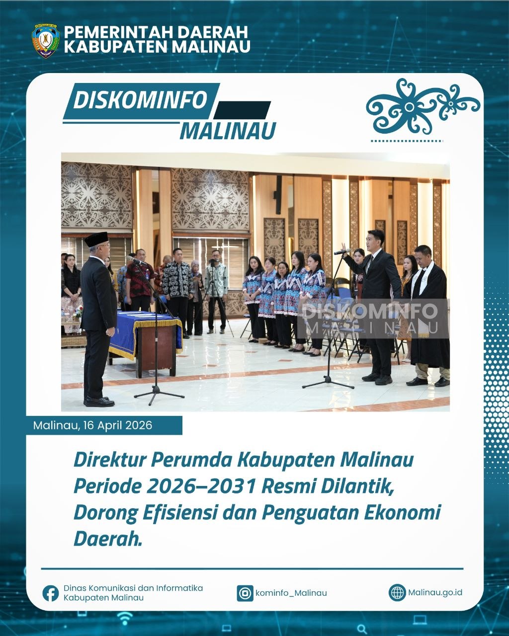 Direktur Perumda Kabupaten Malinau Periode 2026–2031 Resmi Dilantik, Dorong Efisiensi dan Penguatan Ekonomi Daerah