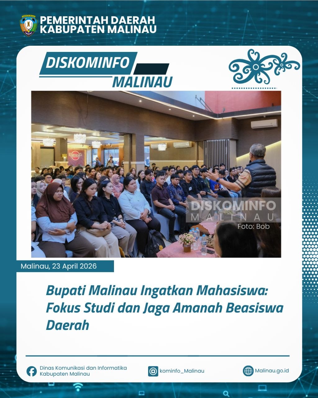 Bupati Malinau Ingatkan Mahasiswa: Fokus Studi dan Jaga Amanah Beasiswa Daerah