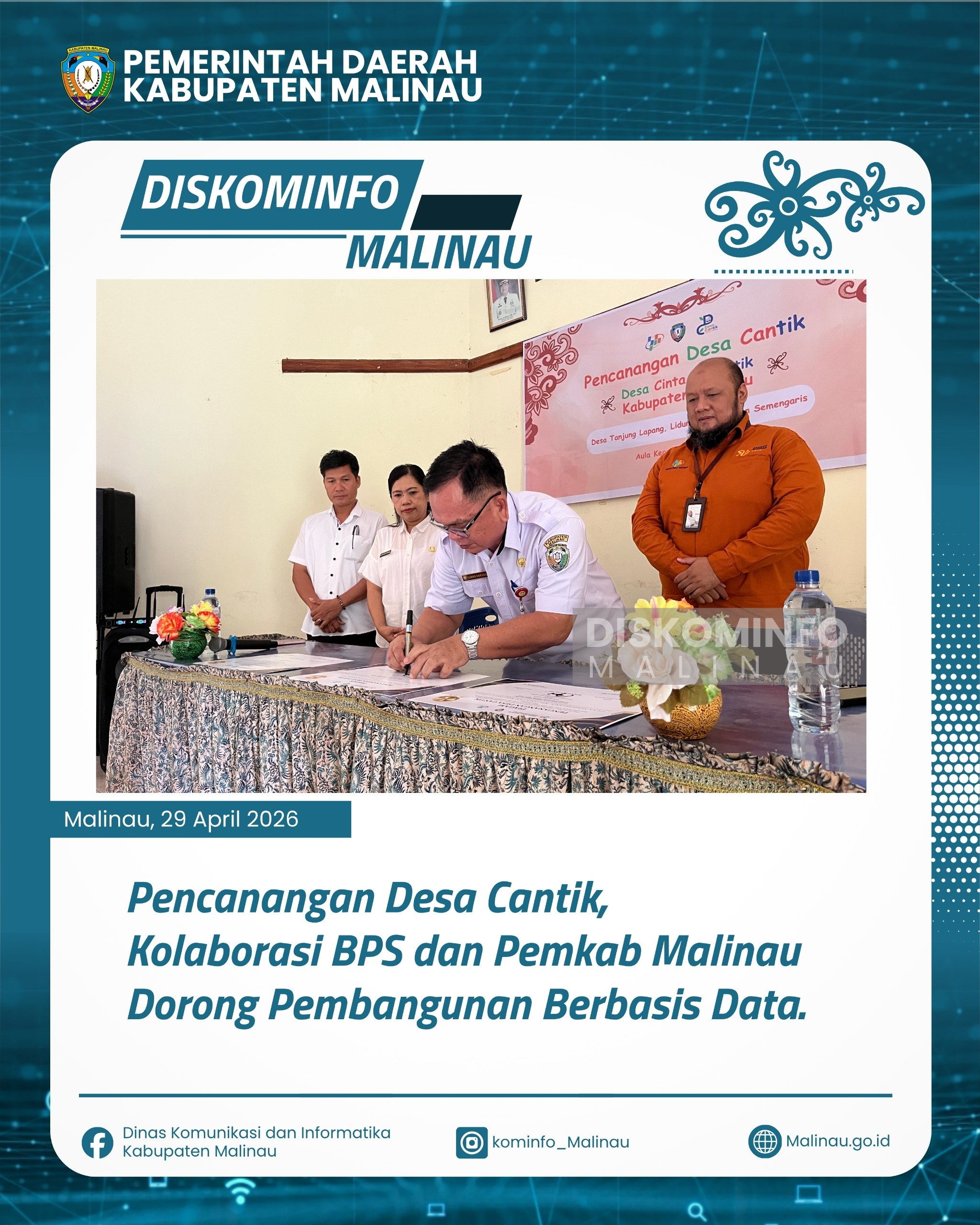 Pencanangan Desa Cantik, Kolaborasi BPS dan Pemkab Malinau Dorong Pembangunan Berbasis Data