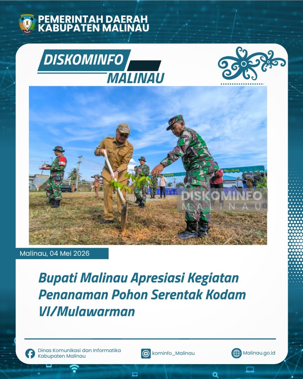 Bupati Malinau Apresiasi Kegiatan Penanaman Pohon Serentak Kodam VI/Mulawarman