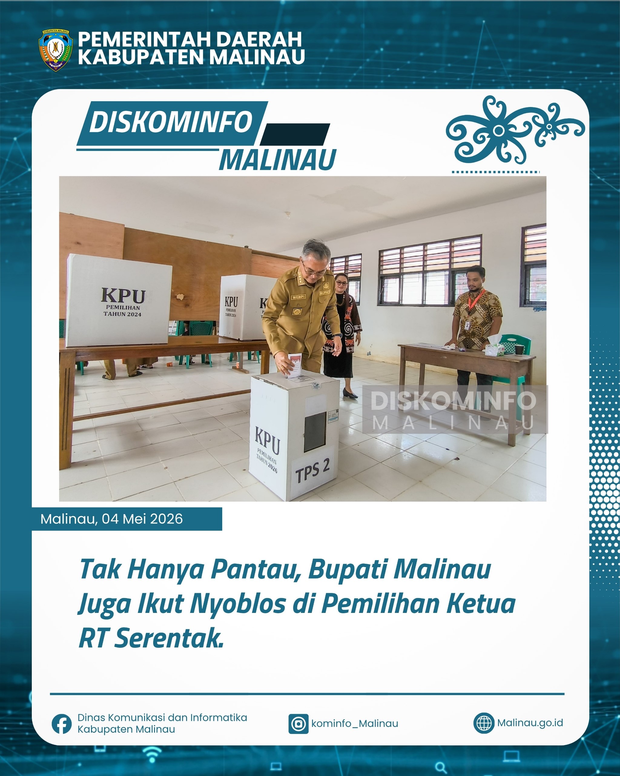 Tak Hanya Pantau, Bupati Malinau Juga Ikut Nyoblos di Pemilihan Ketua RT Serentak