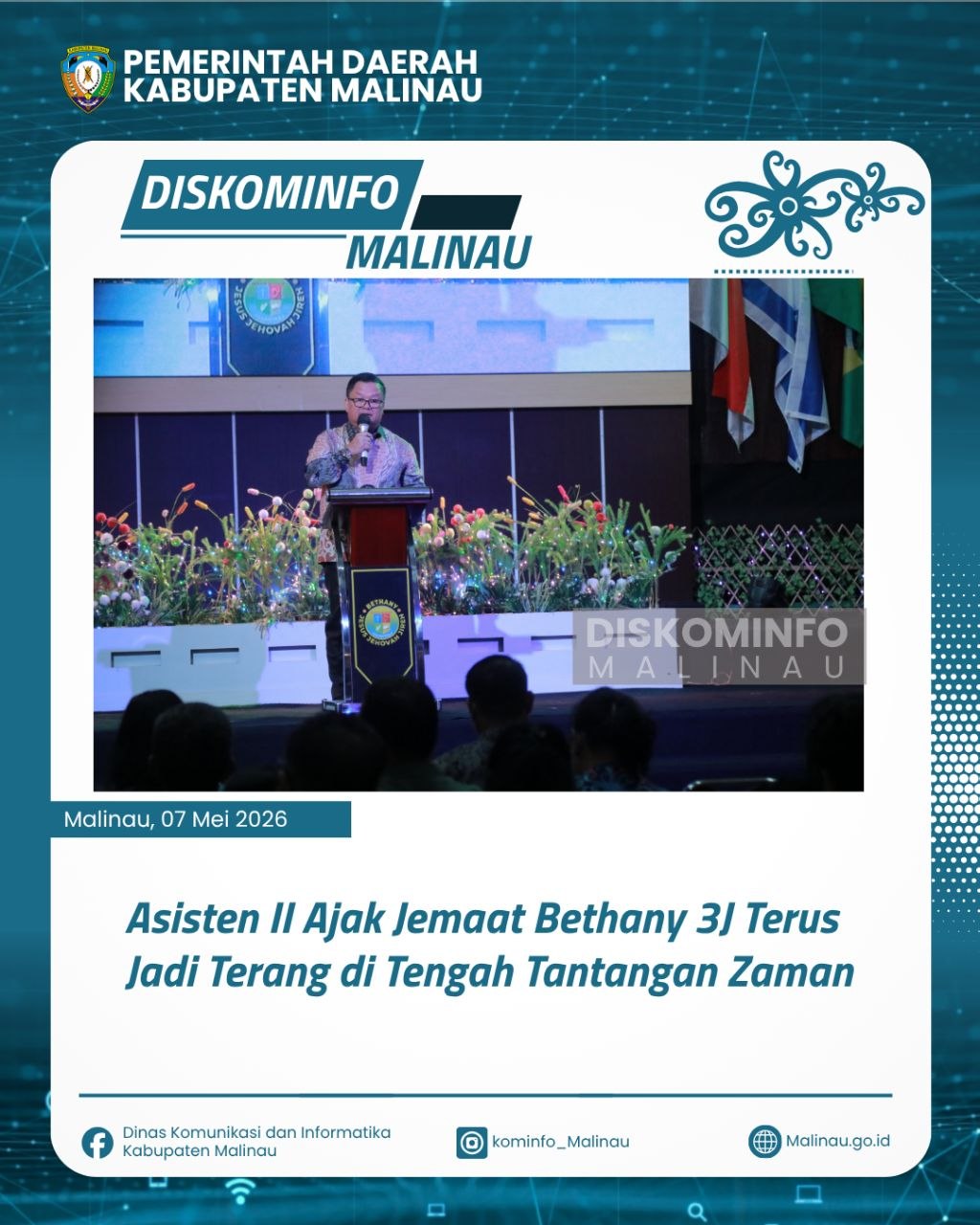 Asisten II Ajak Jemaat Bethany 3J Terus Jadi Terang di Tengah Tantangan Zaman