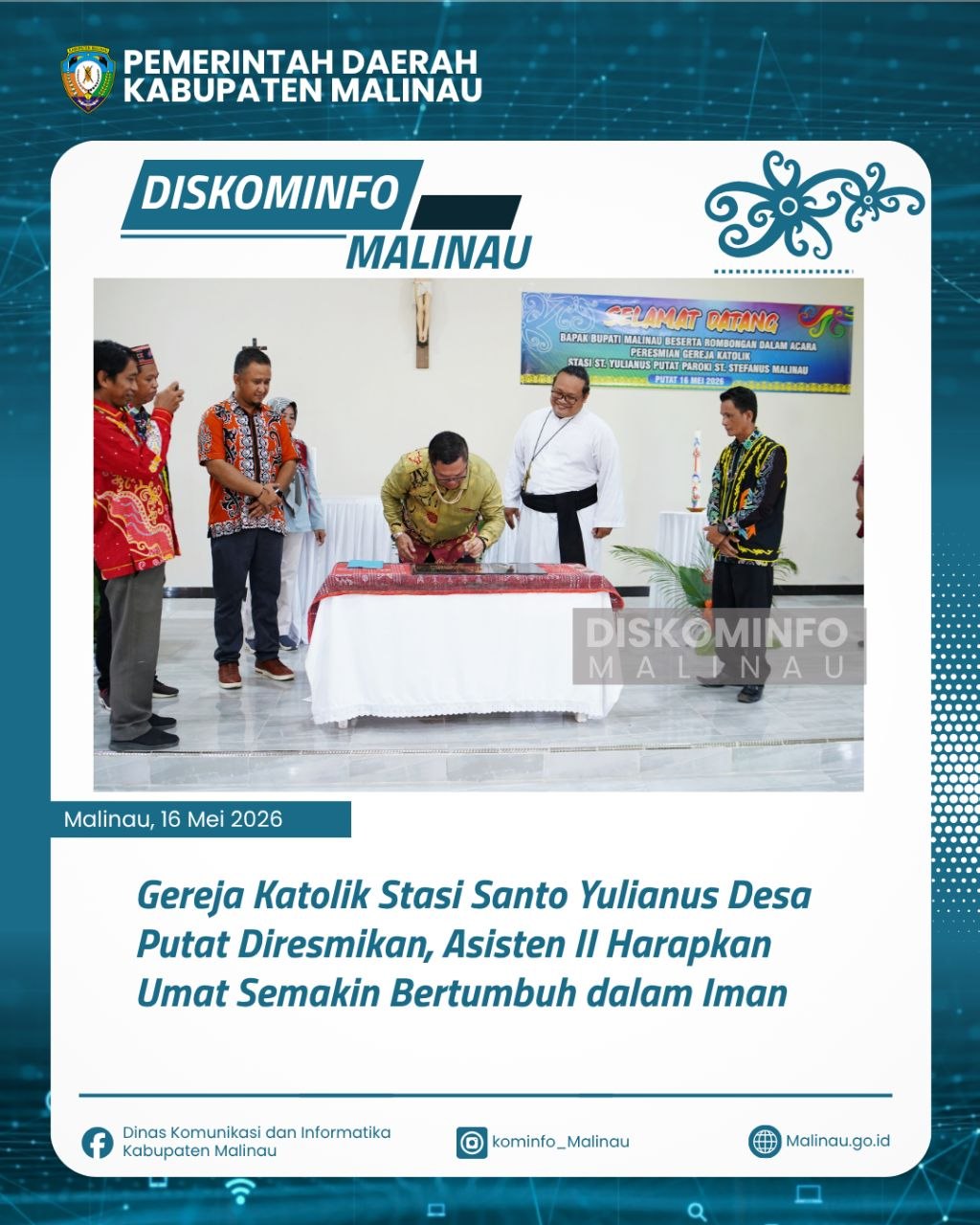 Gereja Katolik Stasi Santo Yulianus Desa Putat Diresmikan, Asisten II Harapkan Umat Semakin Bertumbuh dalam Iman
