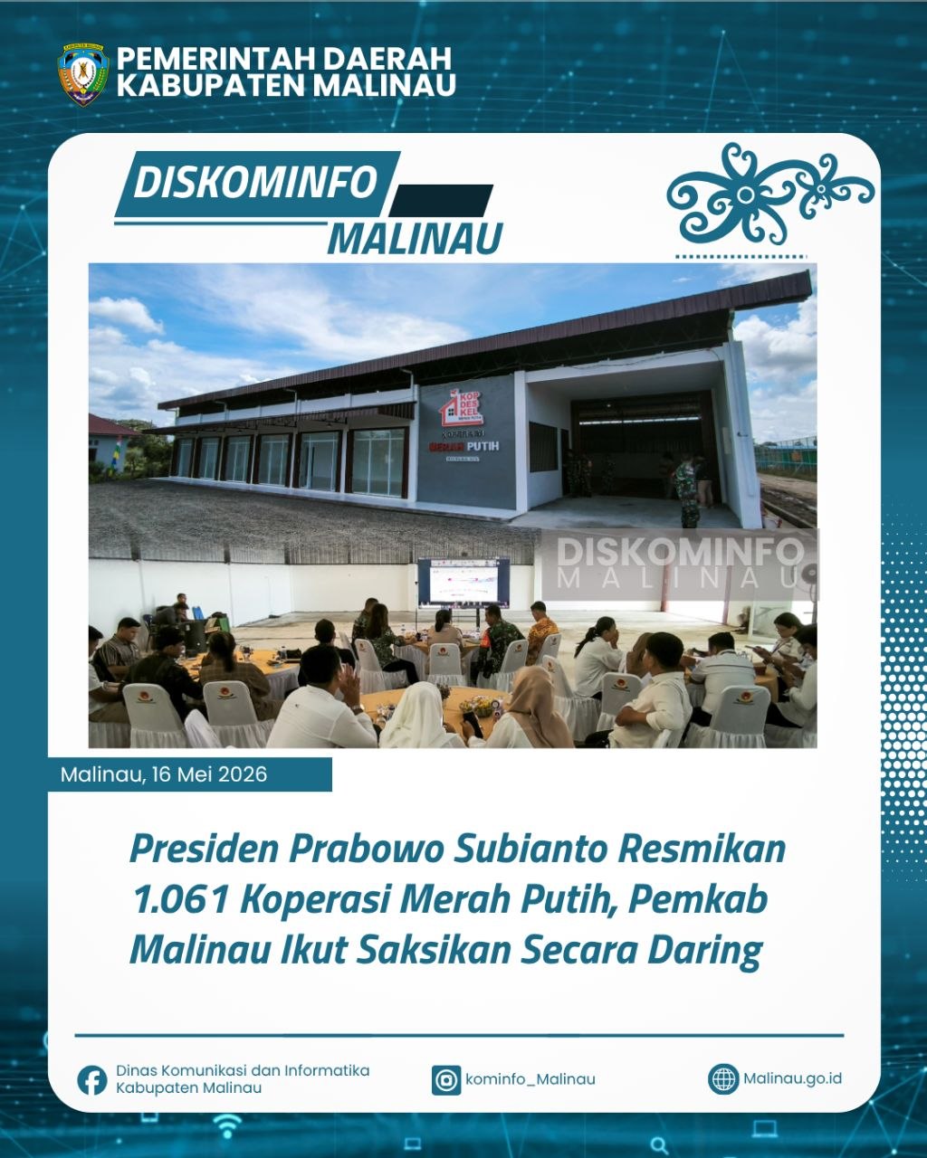 Presiden Prabowo Subianto Resmikan 1.061 Koperasi Merah Putih, Pemkab Malinau Ikut Saksikan Secara Daring