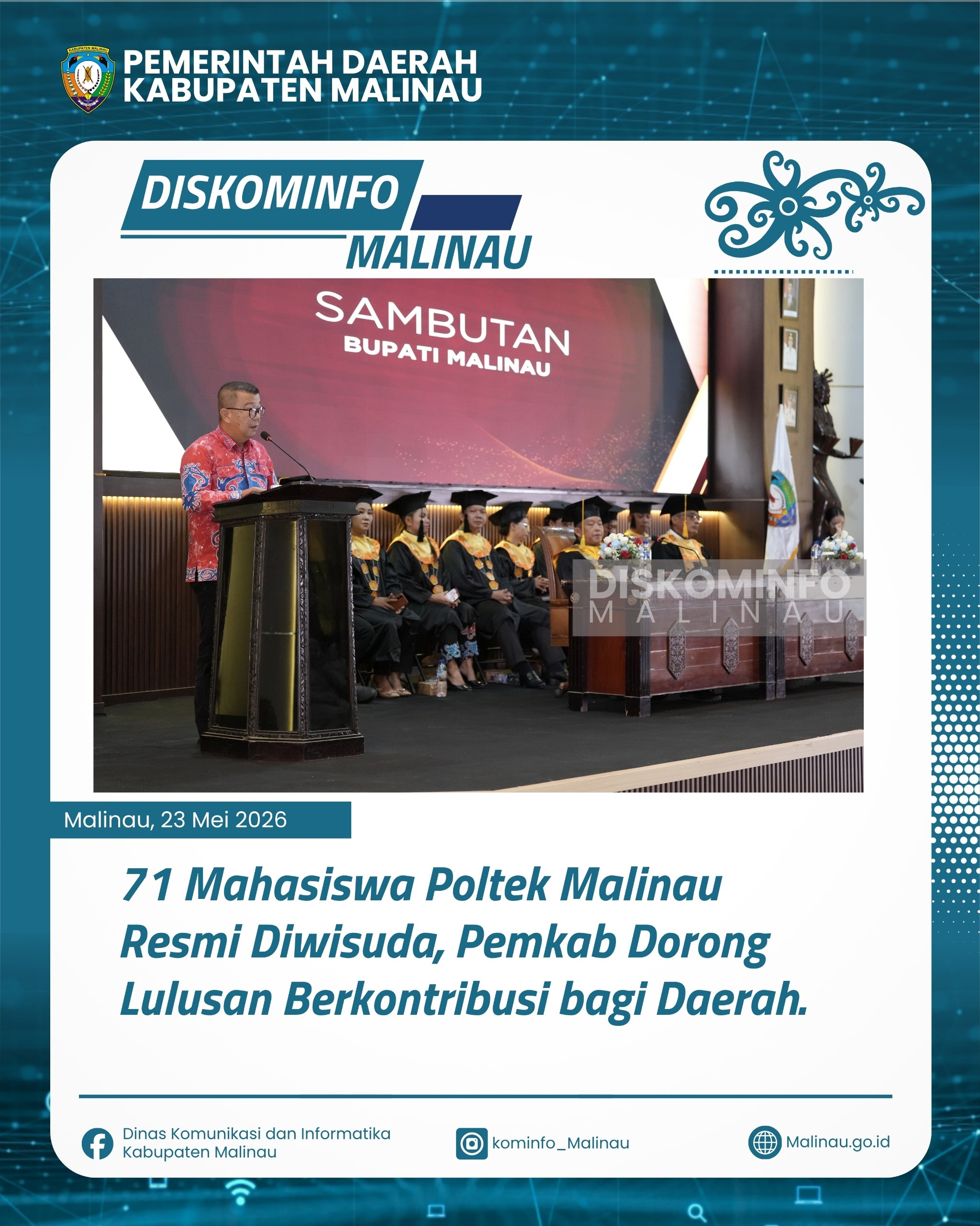 71 Mahasiswa Poltek Malinau Resmi Diwisuda, Pemkab Dorong Lulusan Berkontribusi bagi Daerah