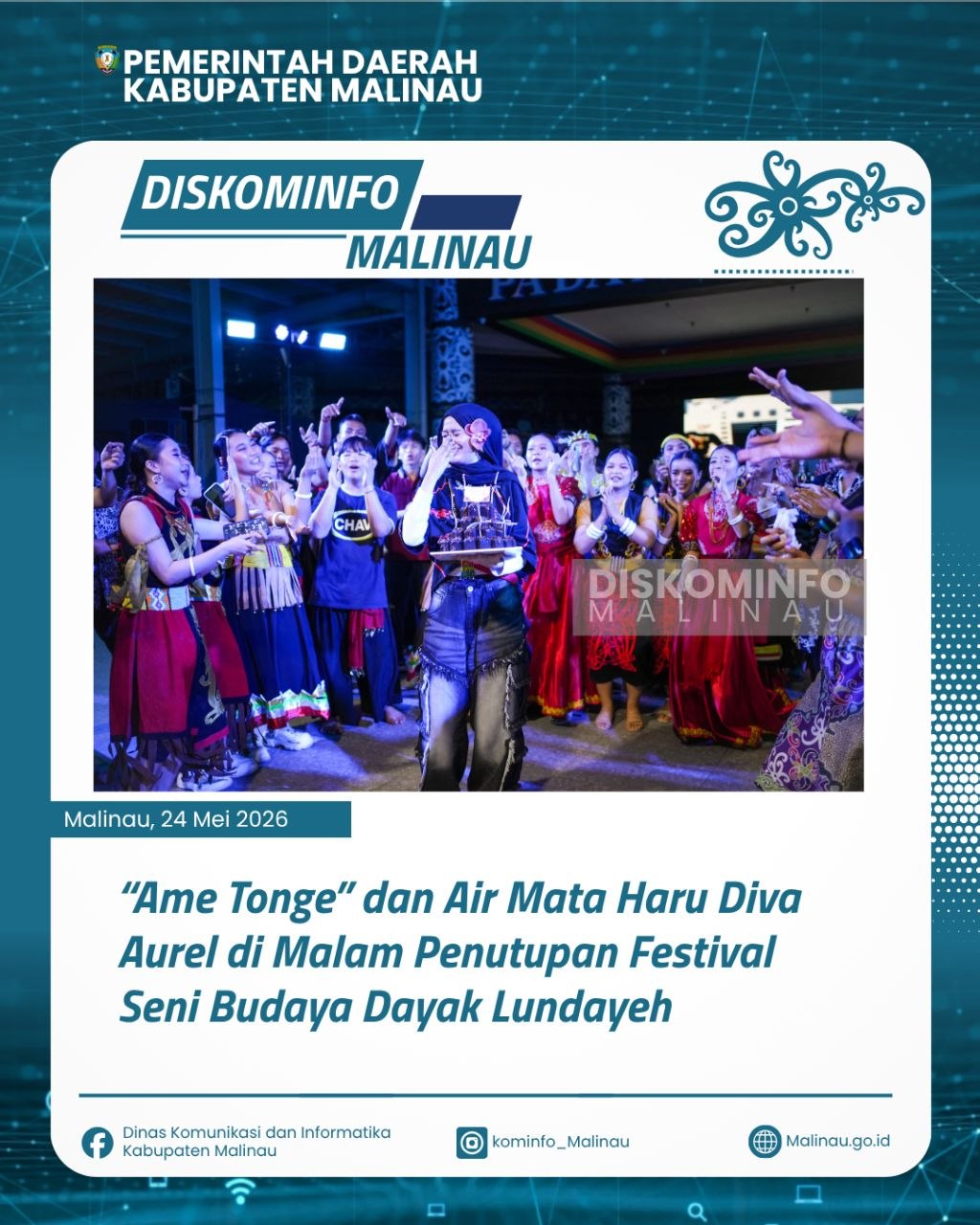 “Ame Tonge” dan Air Mata Haru Diva Aurel di Malam Penutupan Festival Seni Budaya Dayak Lundayeh