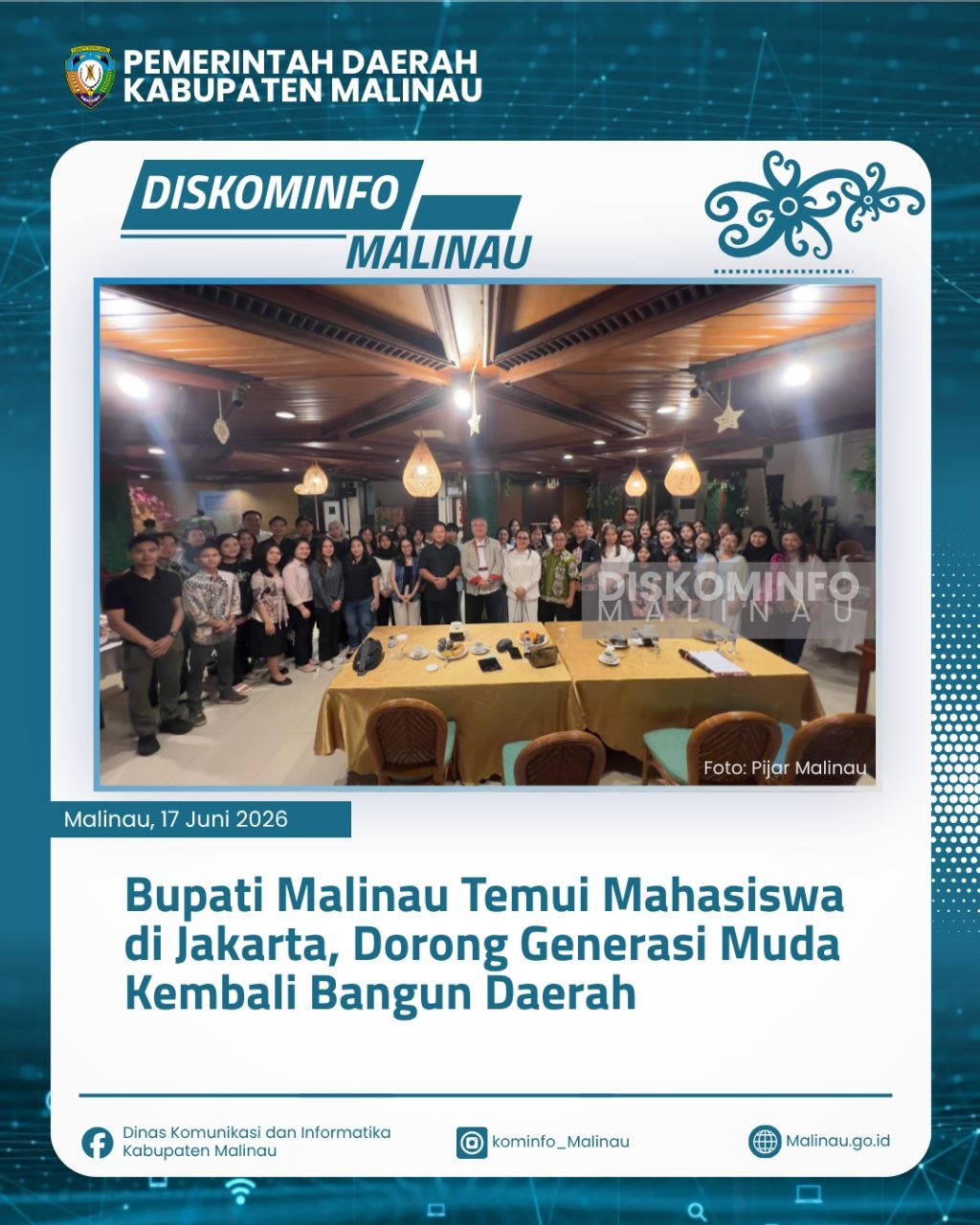 Bupati Malinau Temui Mahasiswa di Jakarta, Dorong Generasi Muda Kembali Bangun Daerah