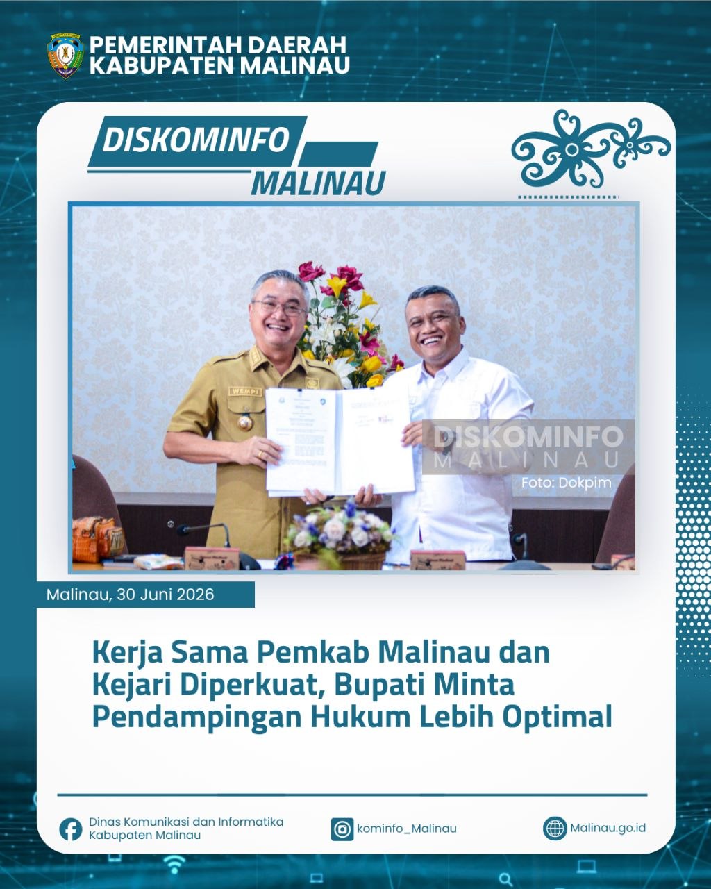 Kerja Sama Pemkab Malinau dan Kejari Diperkuat, Bupati Minta Pendampingan Hukum Lebih Optimal