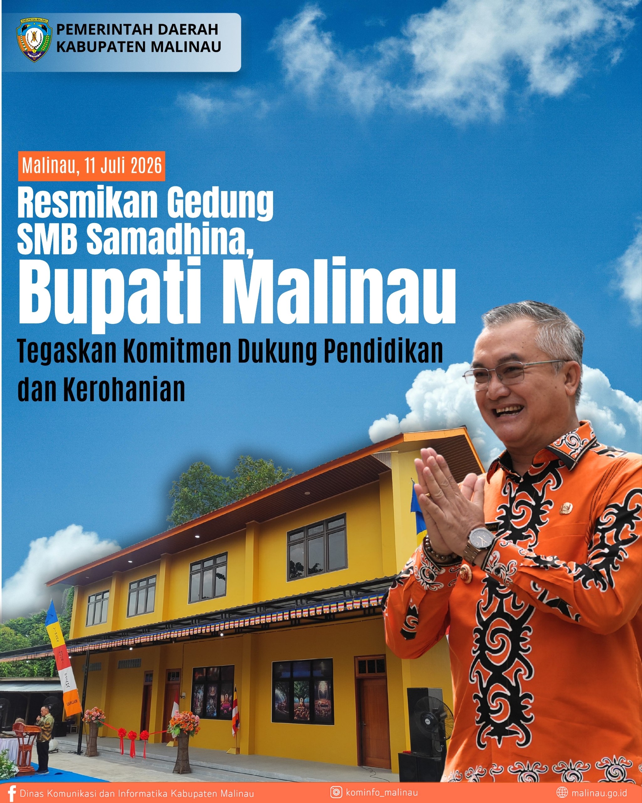 Resmikan Gedung SMB Samadhina, Bupati Malinau Tegaskan Komitmen Dukung Pendidikan dan Kerohanian