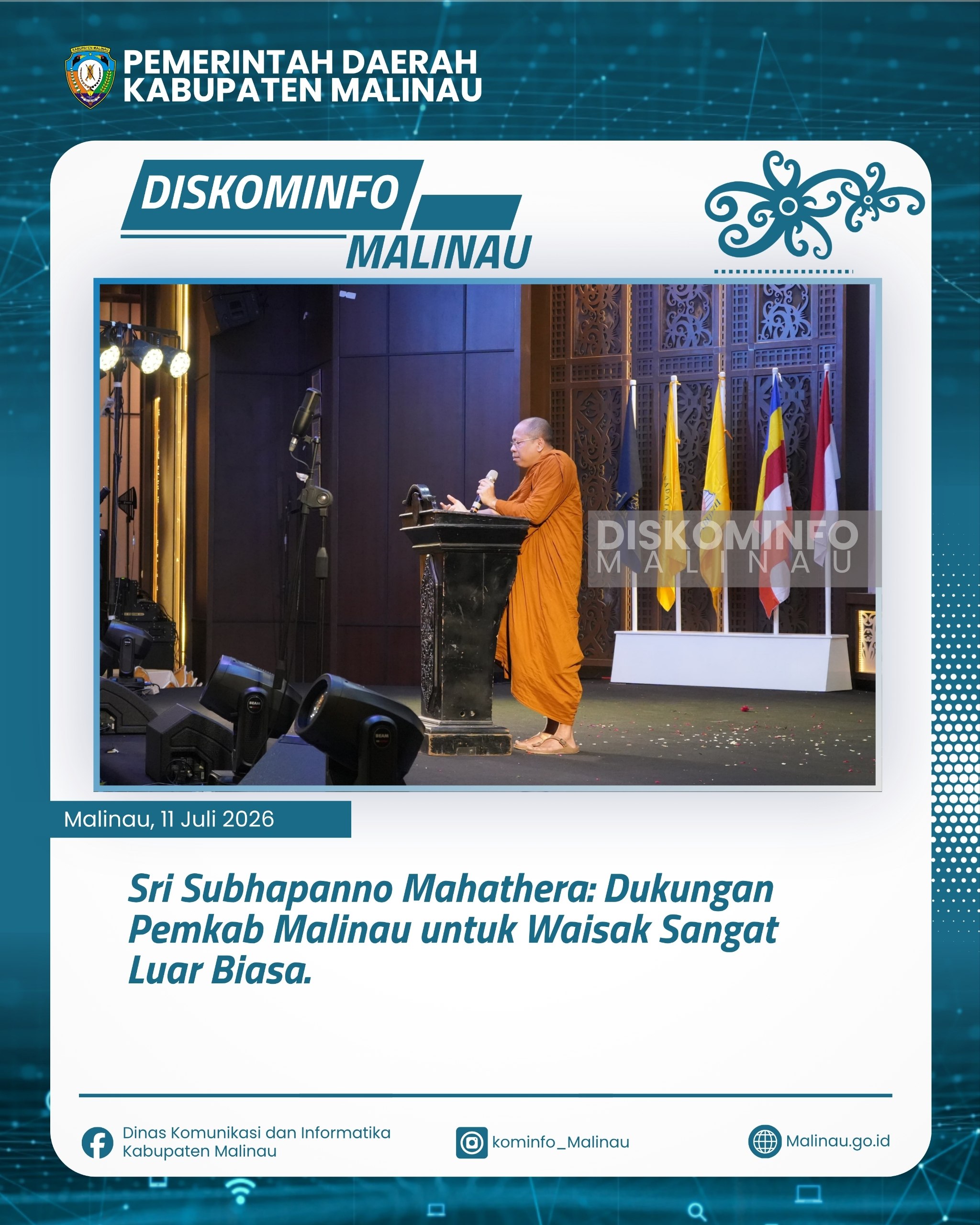 Sri Subhapanno Mahathera: Dukungan Pemkab Malinau untuk Waisak Sangat Luar Biasa