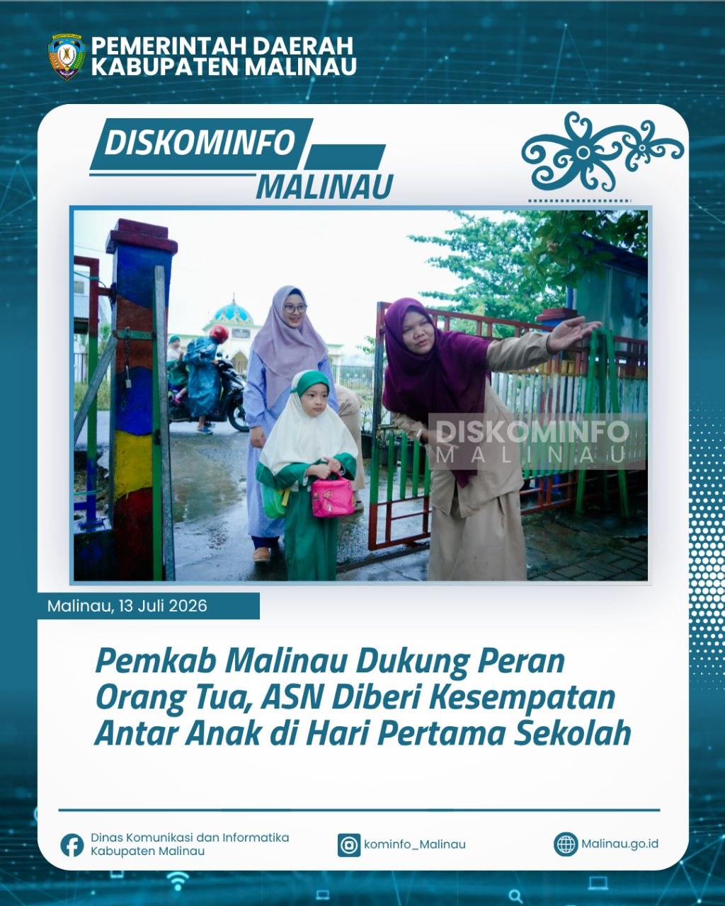 Pemkab Malinau Dukung Peran Orang Tua, ASN Diberi Kesempatan Antar Anak di Hari Pertama Sekolah