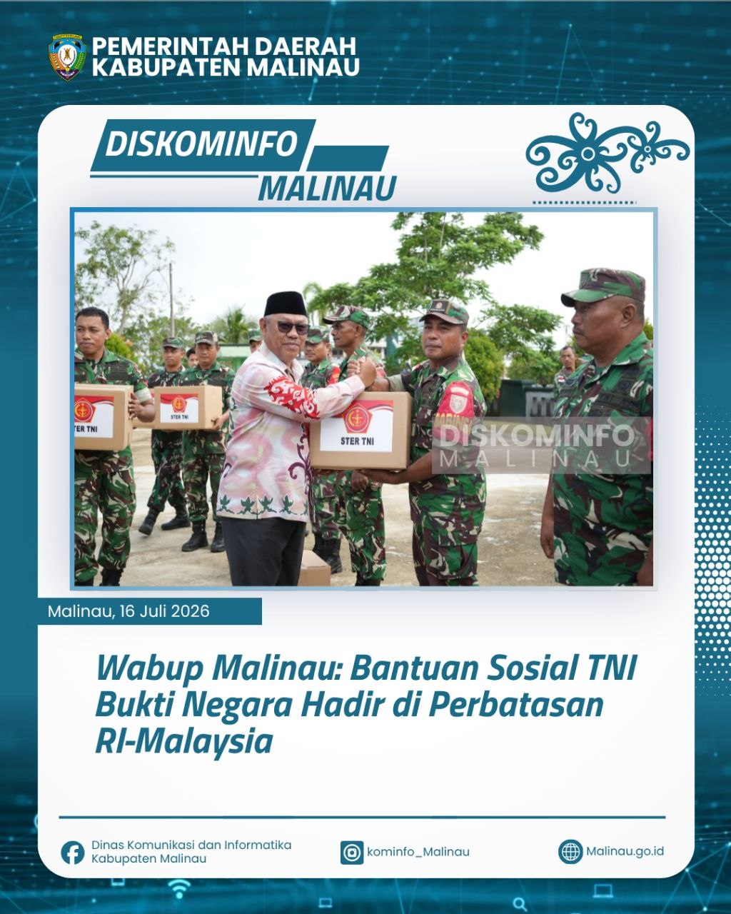 Wabup Malinau: Bantuan Sosial TNI Bukti Negara Hadir di Perbatasan RI-Malaysia
