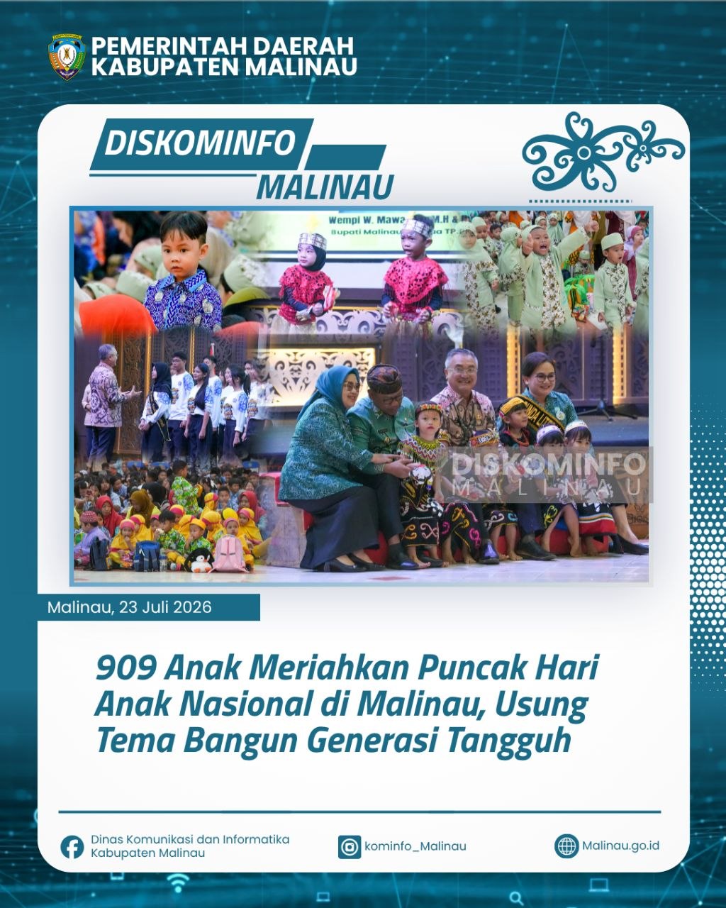 909 Anak Meriahkan Puncak Hari Anak Nasional di Malinau, Usung Tema Bangun Generasi Tangguh