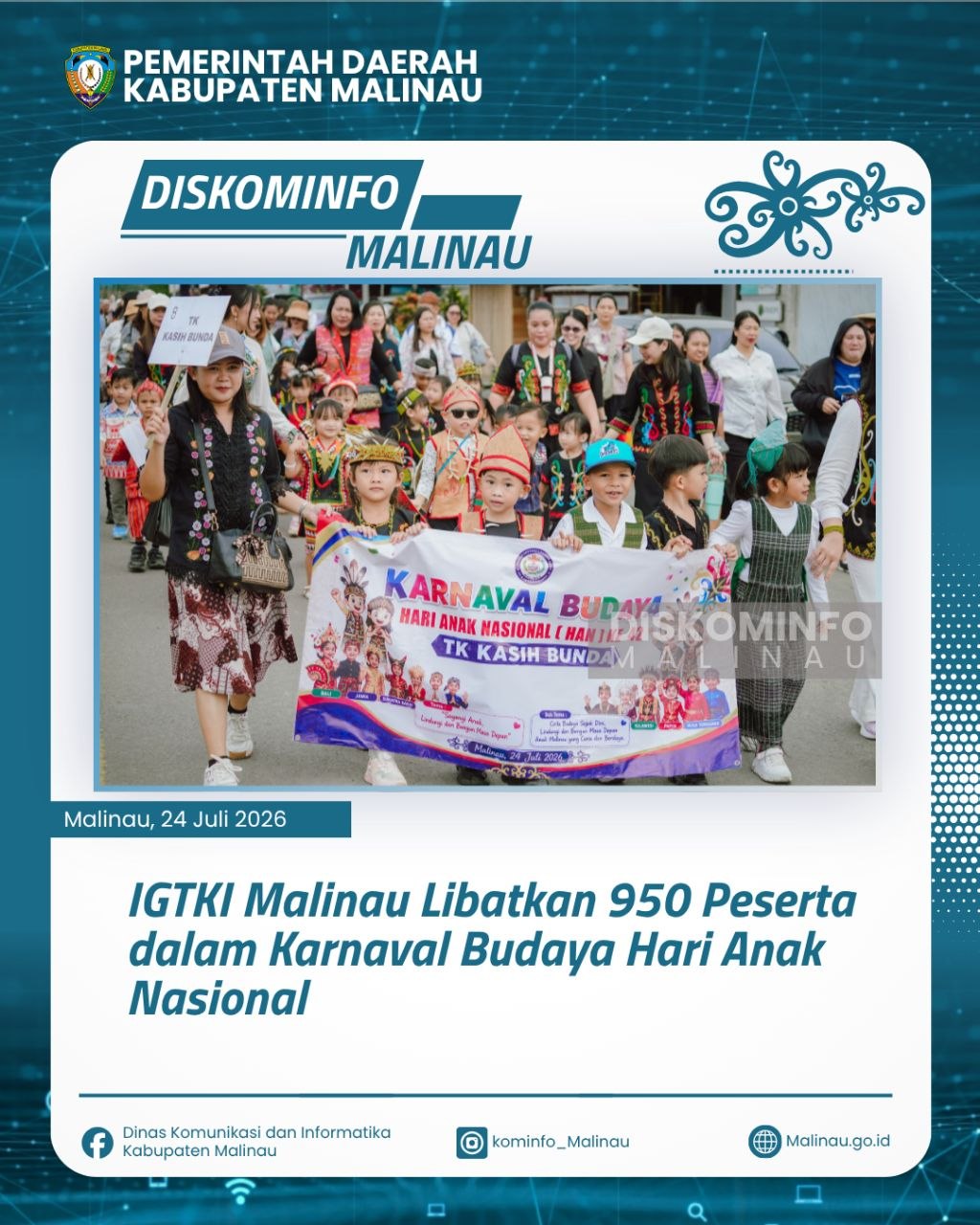 IGTKI Malinau Libatkan 950 Peserta dalam Karnaval Budaya Hari Anak Nasional