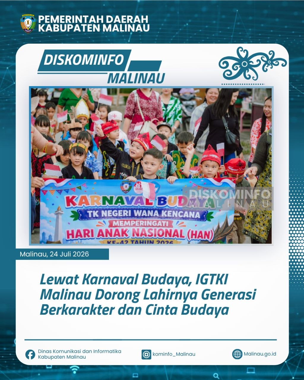 Lewat Karnaval Budaya, IGTKI Malinau Dorong Lahirnya Generasi Berkarakter dan Cinta Budaya