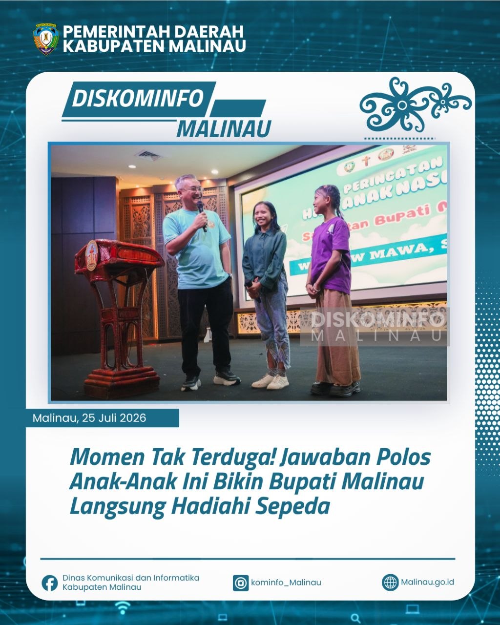 Momen Tak Terduga! Jawaban Polos Anak-Anak Ini Bikin Bupati Malinau Langsung Hadiahi Sepeda