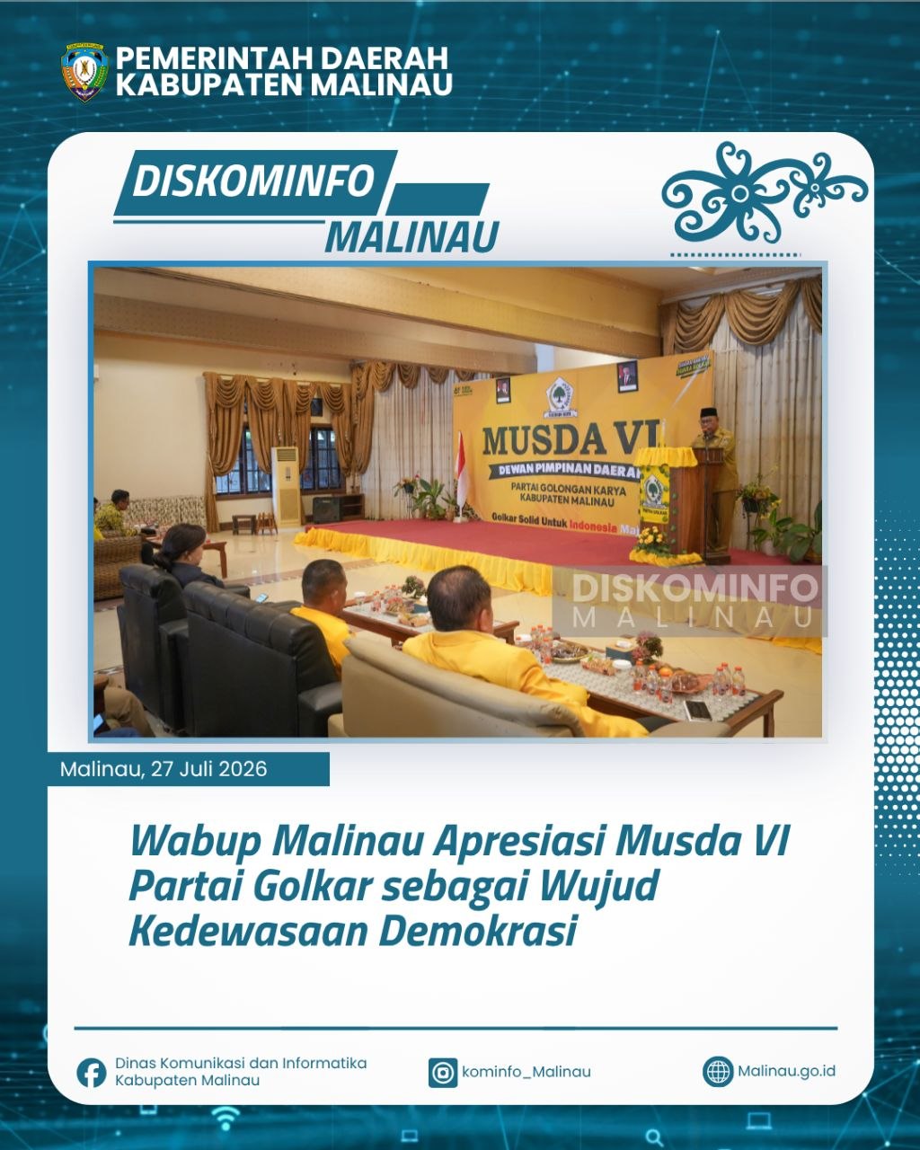 Wabup Malinau Apresiasi Musda VI Partai Golkar sebagai Wujud Kedewasaan Demokrasi