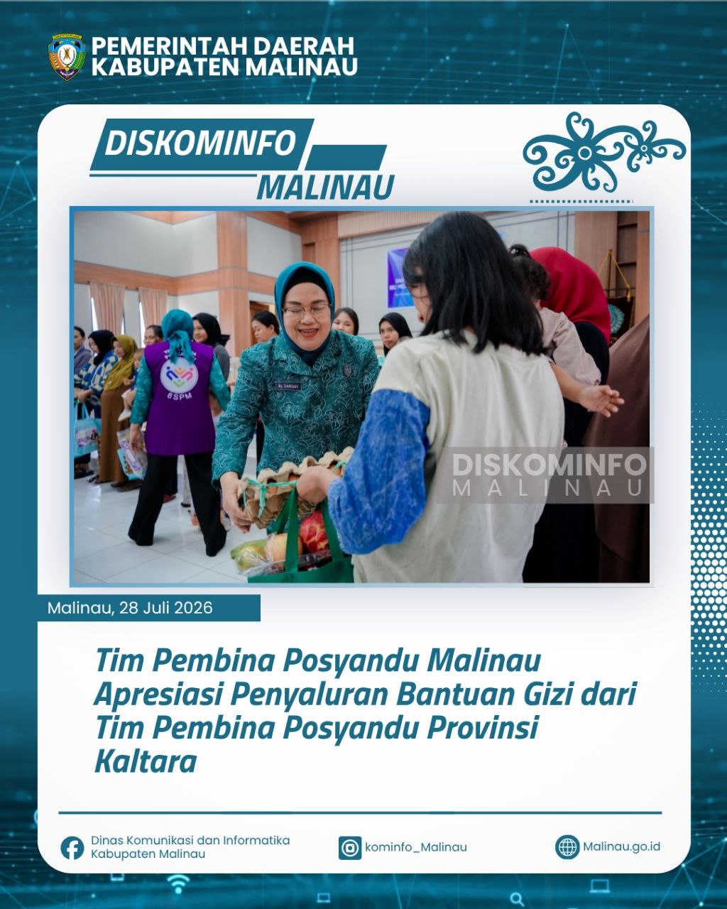 Tim Pembina Posyandu Malinau Apresiasi Penyaluran Bantuan Gizi dari Tim Pembina Posyandu Provinsi Kaltara