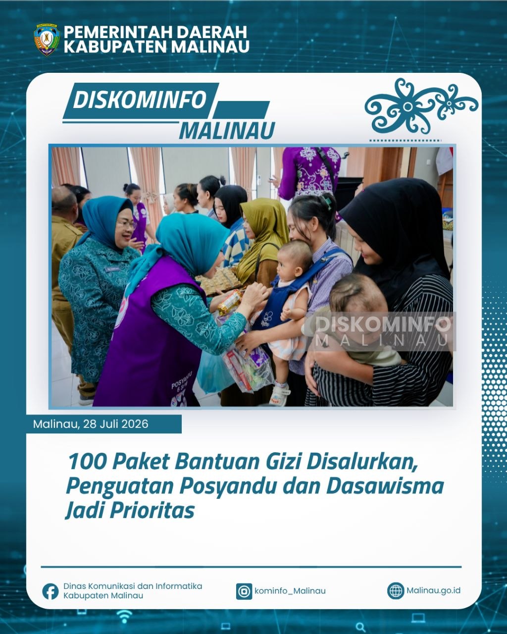 100 Paket Bantuan Gizi Disalurkan, Penguatan Posyandu dan Dasawisma Jadi Prioritas
