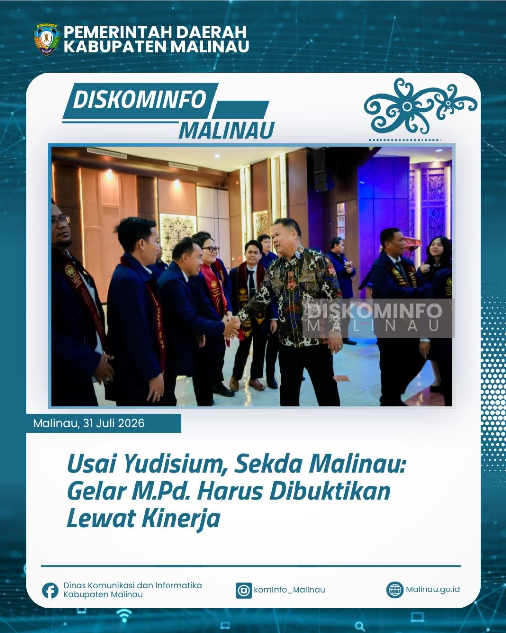 Usai Yudisium, Sekda Malinau: Gelar M.Pd. Harus Dibuktikan Lewat Kinerja