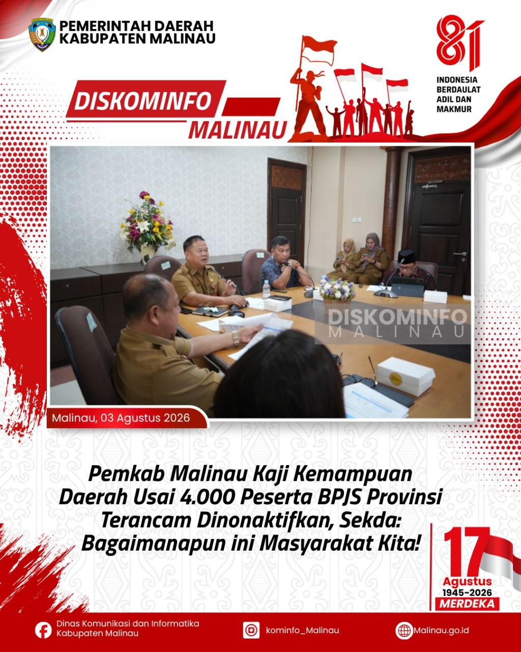 Pemkab Malinau Kaji Kemampuan Daerah Usai 4.000 Peserta BPJS Provinsi Terancam Dinonaktifkan, Sekda: Bagaimanapun ini Masyarakat Kita!