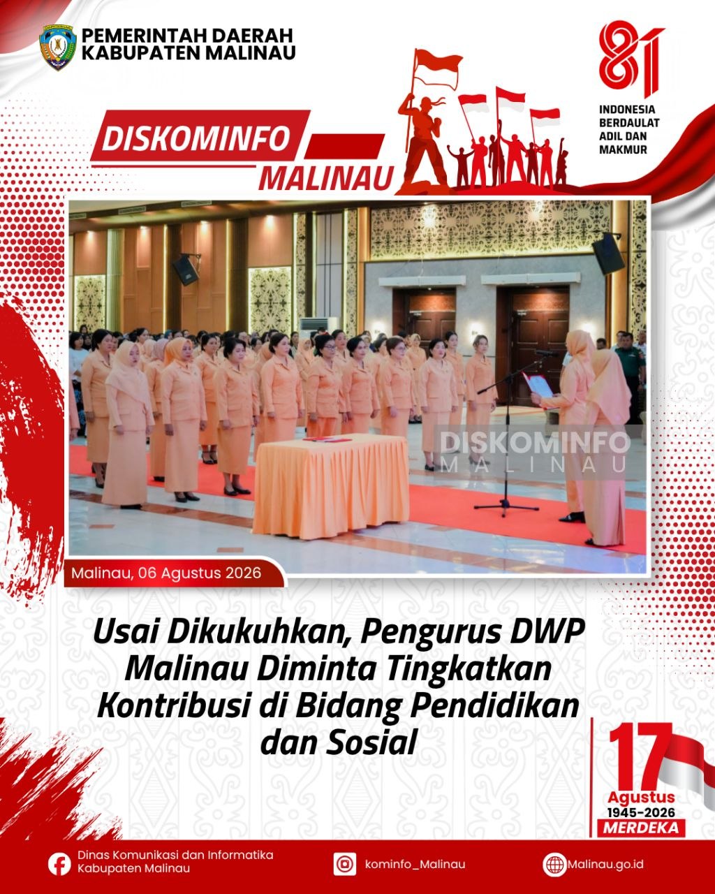Usai Dikukuhkan, Pengurus DWP Malinau Diminta Tingkatkan Kontribusi di Bidang Pendidikan dan Sosial