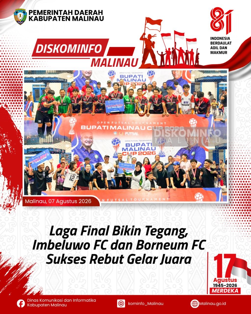 Laga Final Bikin Tegang, Imbeluwo FC dan Borneum FC Sukses Rebut Gelar Juara