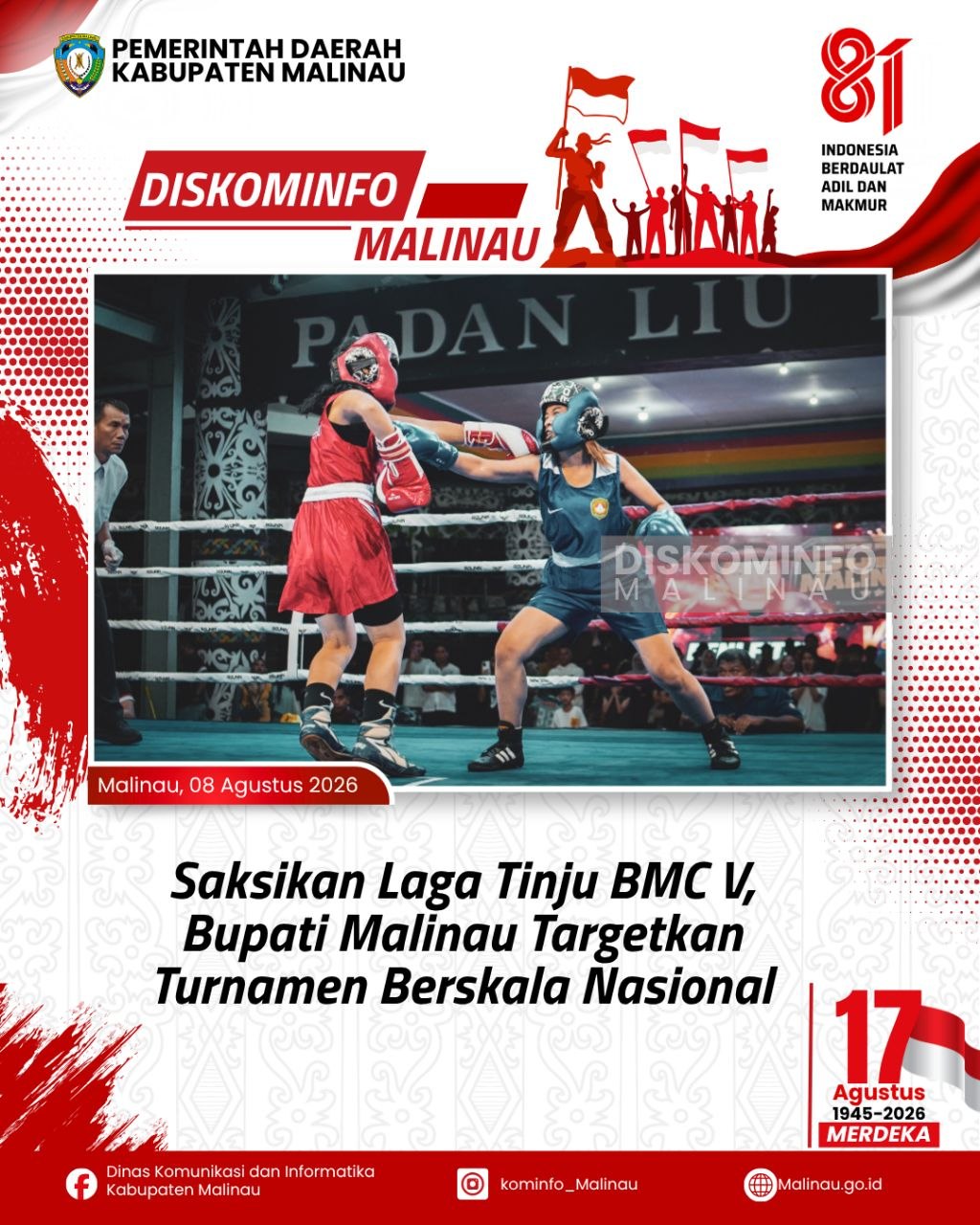 Saksikan Laga Tinju BMC V, Bupati Malinau Targetkan Turnamen Berskala Nasional