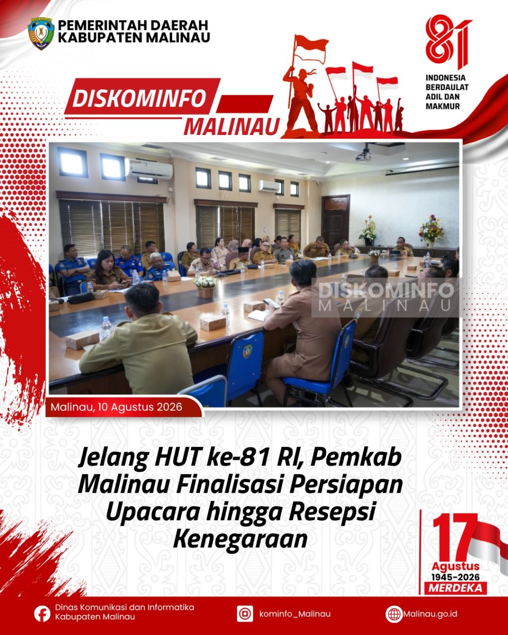 Jelang HUT ke-81 RI, Pemkab Malinau Finalisasi Persiapan Upacara hingga Resepsi Kenegaraan