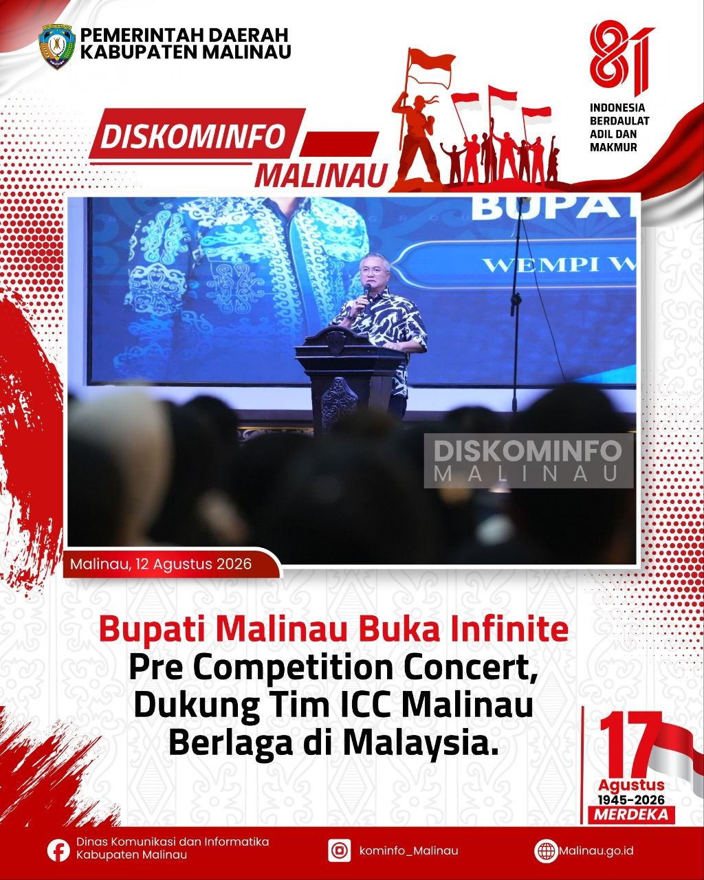 Bupati Malinau Buka Infinite Pre Competition Concert, Dukung Tim Choir Malinau Berlaga di Malaysia