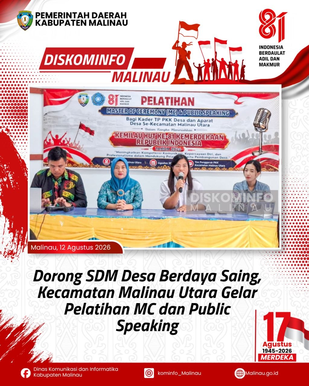Dorong SDM Desa Berdaya Saing, Kecamatan Malinau Utara Gelar Pelatihan MC dan Public Speaking