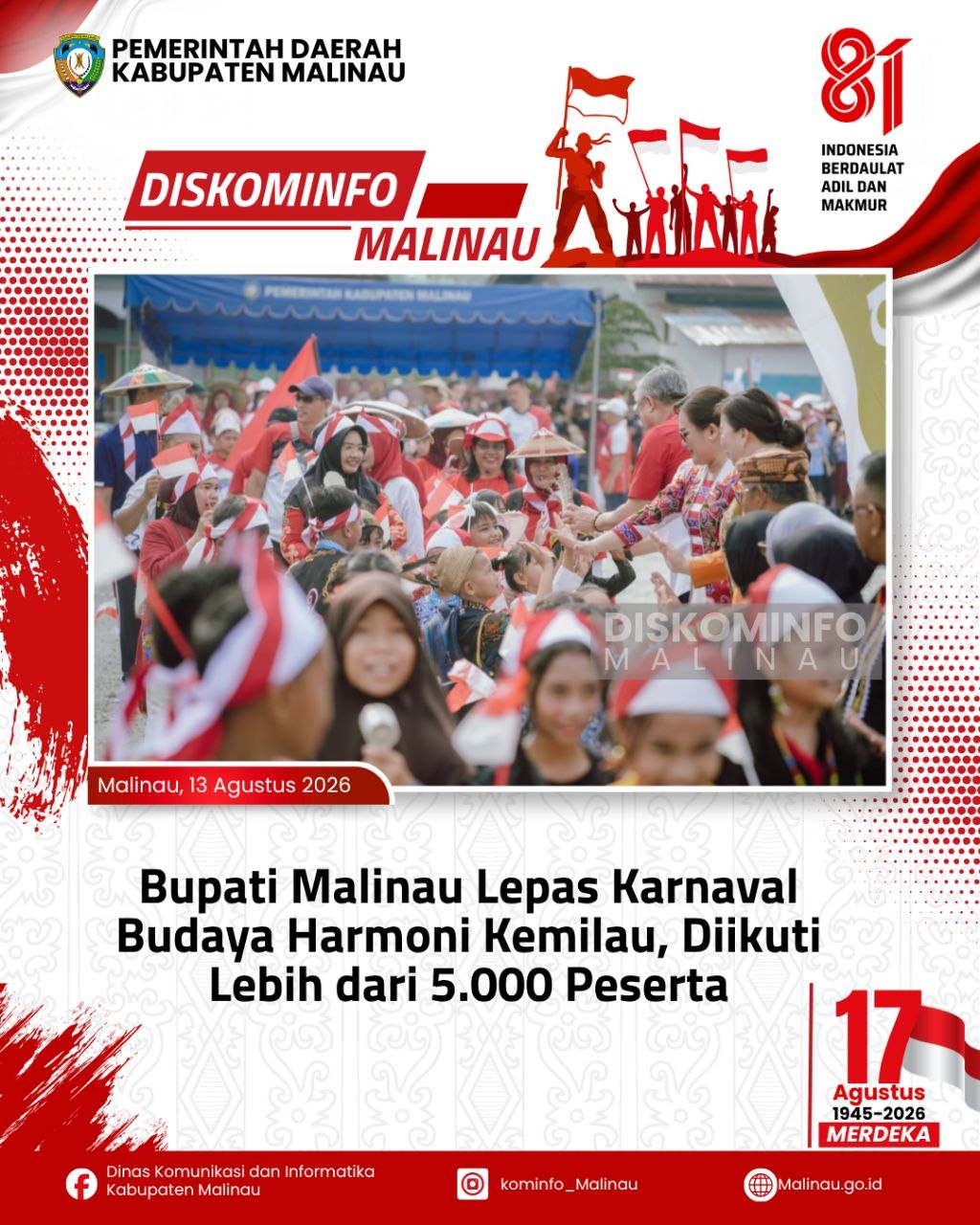 Bupati Malinau Lepas Karnaval Budaya Harmoni Kemilau, Diikuti Lebih dari 5.000 Peserta
