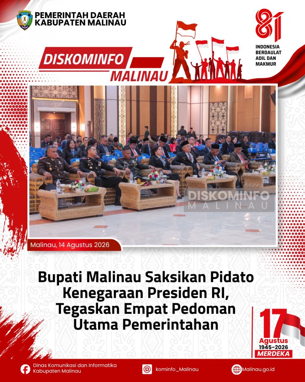Bupati Malinau Saksikan Pidato Kenegaraan Presiden RI, Tegaskan Empat Pedoman Utama Pemerintahan