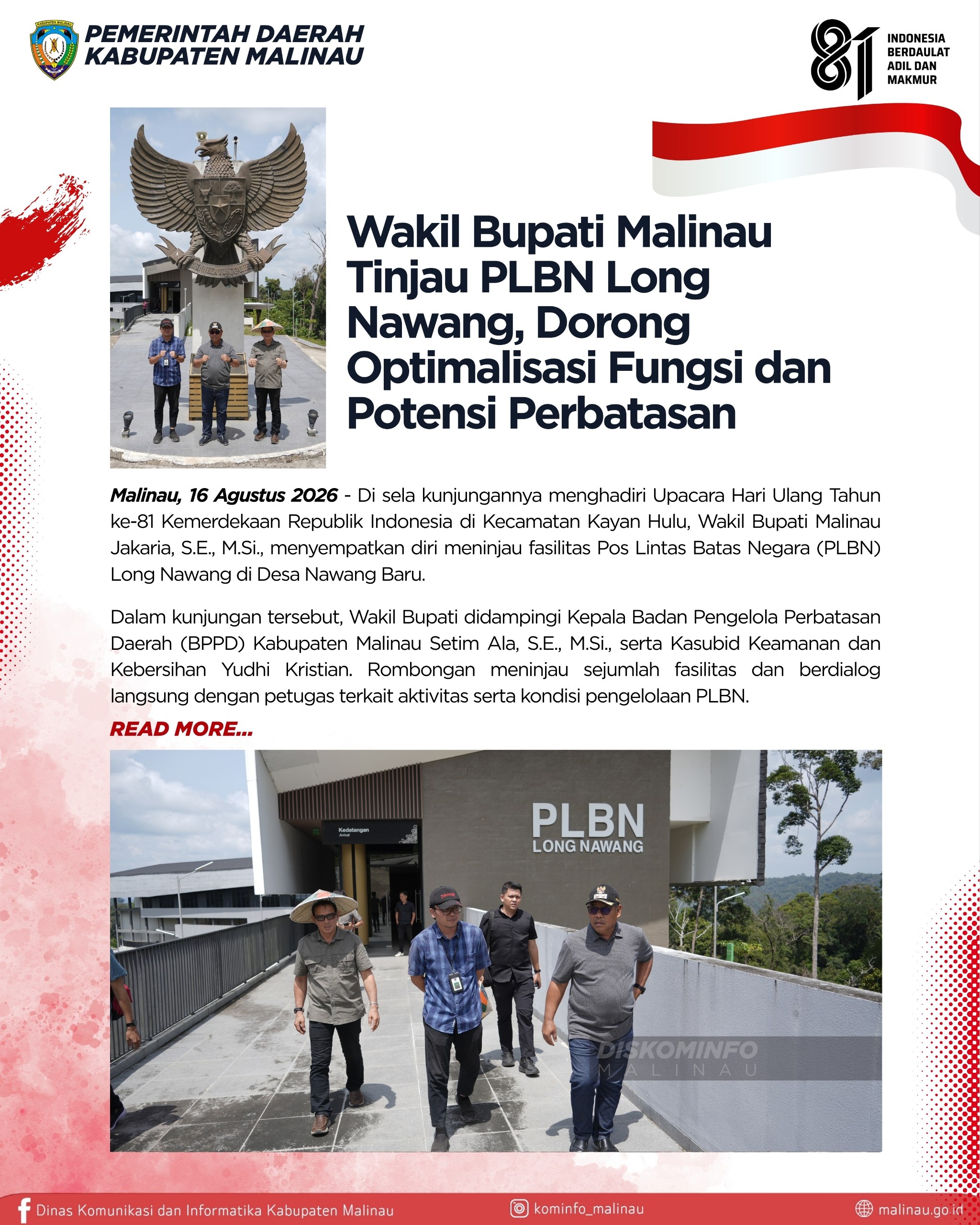Wakil Bupati Malinau Tinjau PLBN Long Nawang, Dorong Optimalisasi Fungsi dan Potensi Perbatasan
