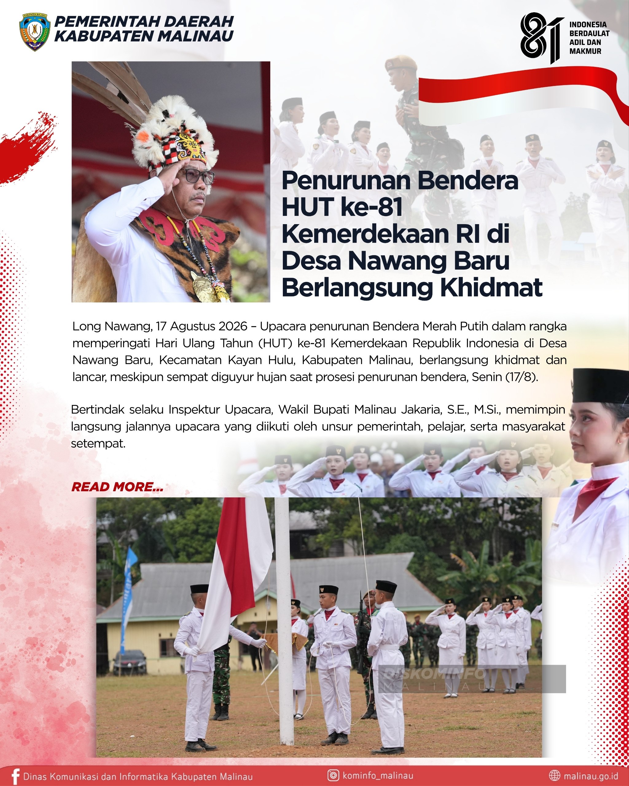 Penurunan Bendera HUT ke-81 Kemerdekaan RI di Desa Nawang Baru Berlangsung Khidmat