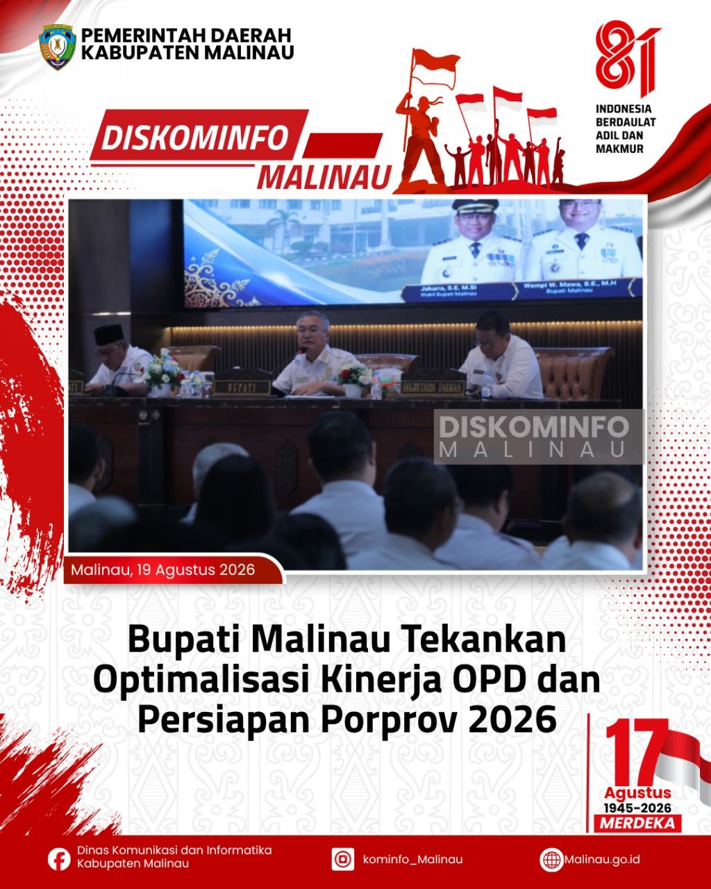 Bupati Malinau Tekankan Optimalisasi Kinerja OPD dan Persiapan Porprov 2026