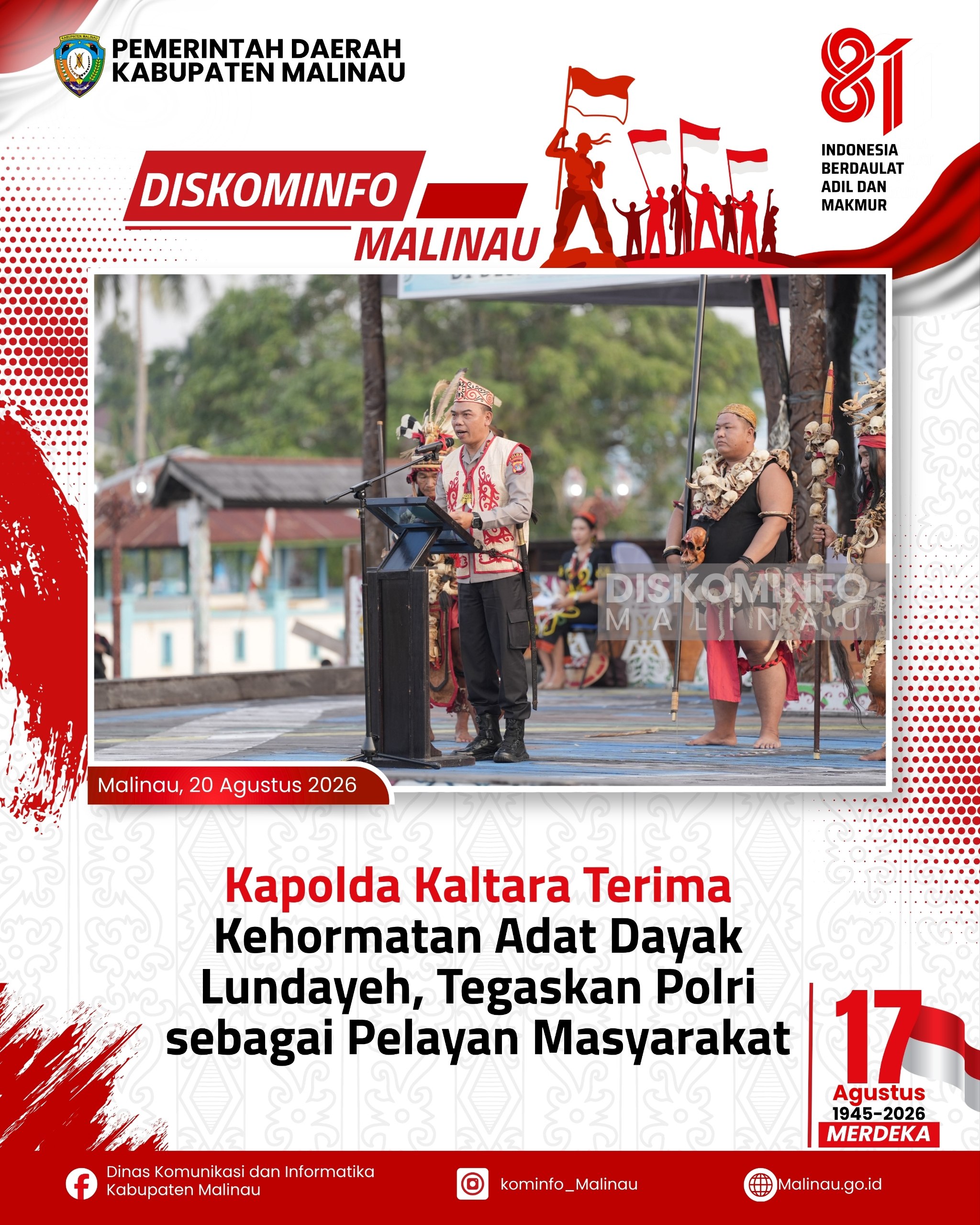 Kapolda Kaltara Terima Kehormatan Adat Dayak Lundayeh, Tegaskan Polri sebagai Pelayan Masyarakat 