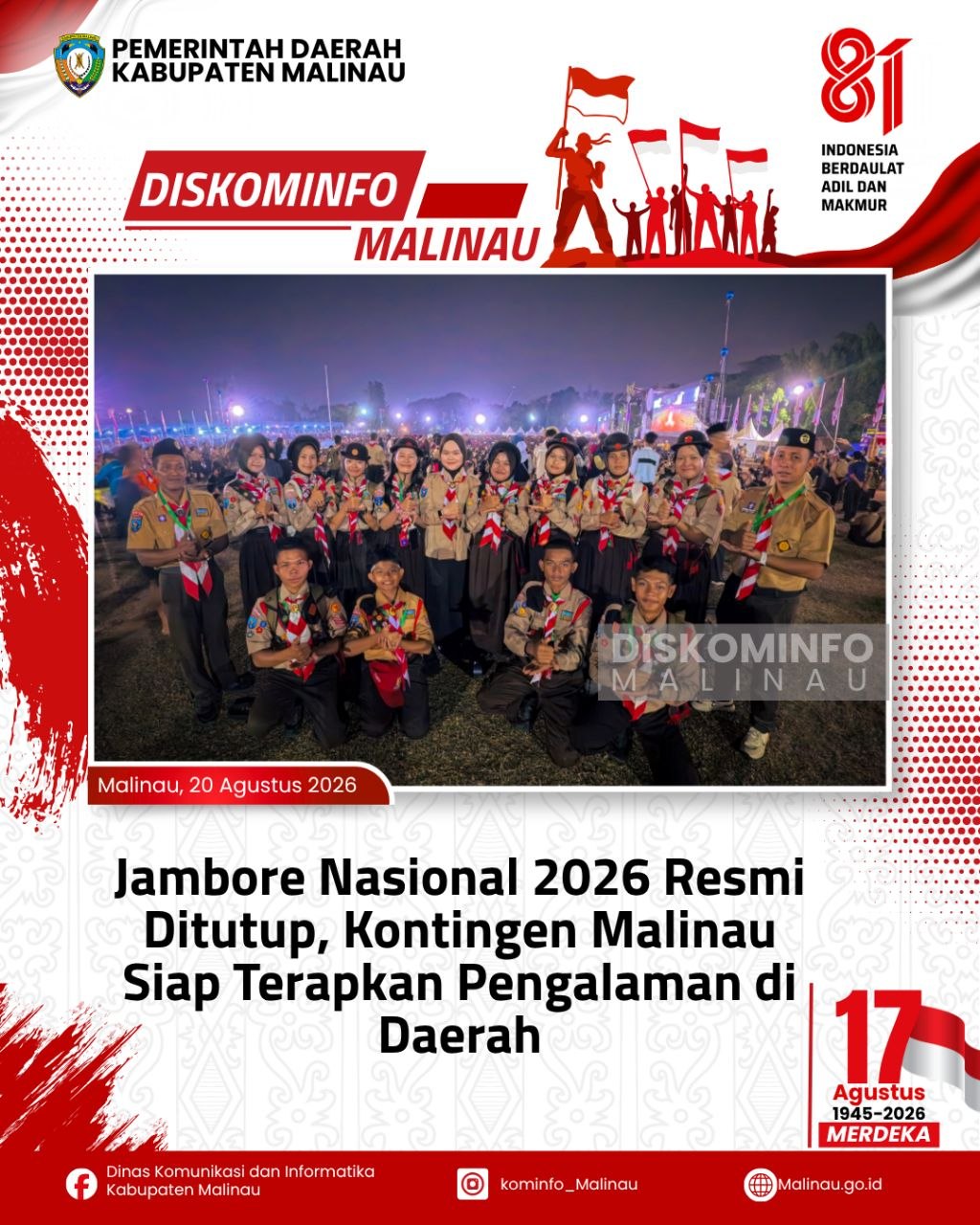 Jambore Nasional 2026 Resmi Ditutup, Kontingen Malinau Siap Terapkan Pengalaman di Daerah